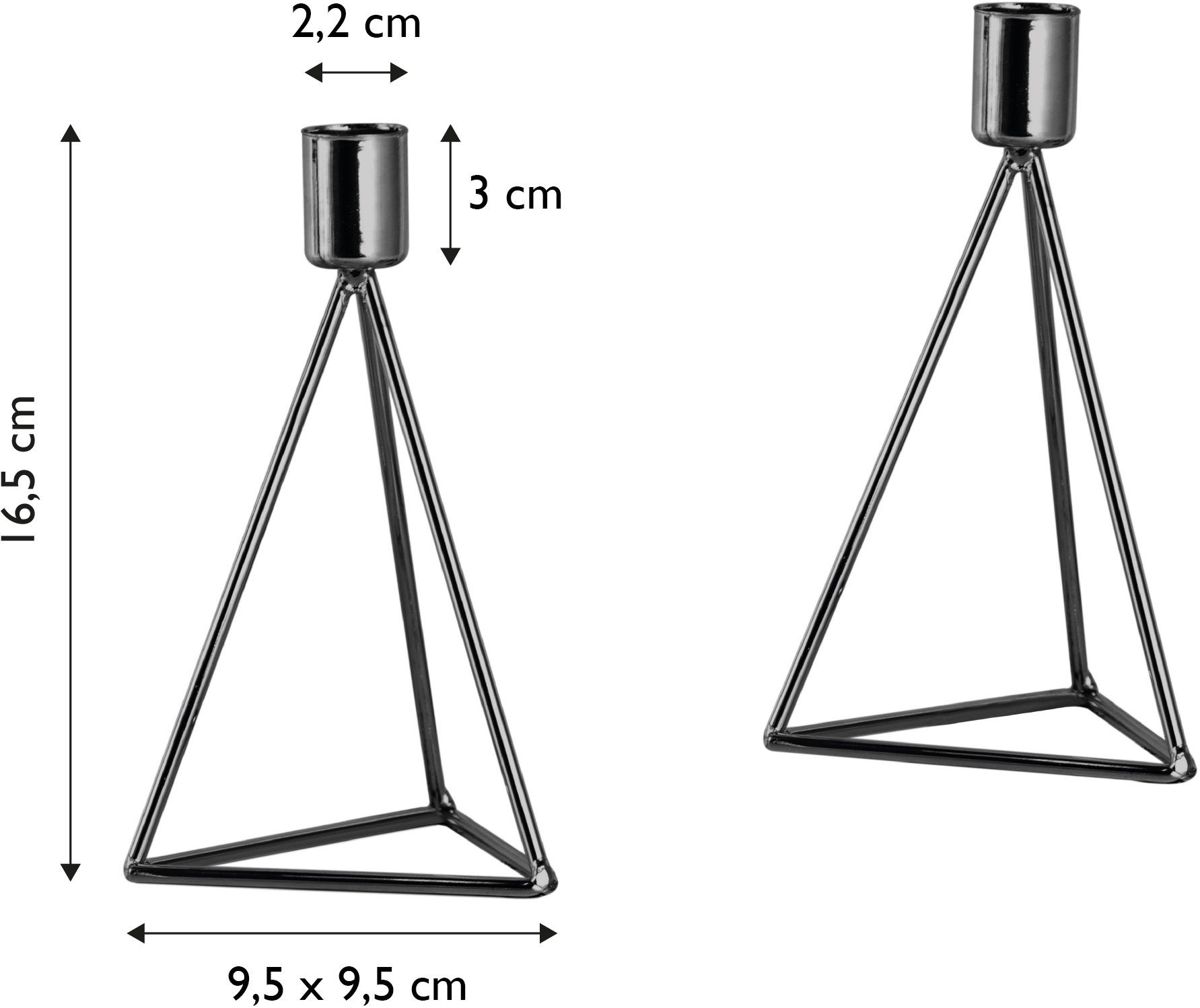 ECHTWERK Teelichthalter moderner schwarz Kerzenständer, 2 St), ca. Höhe Kerzenhalter (Set, Small, 16,5 aus Eisen, Modern cm Weihnachtsdeko