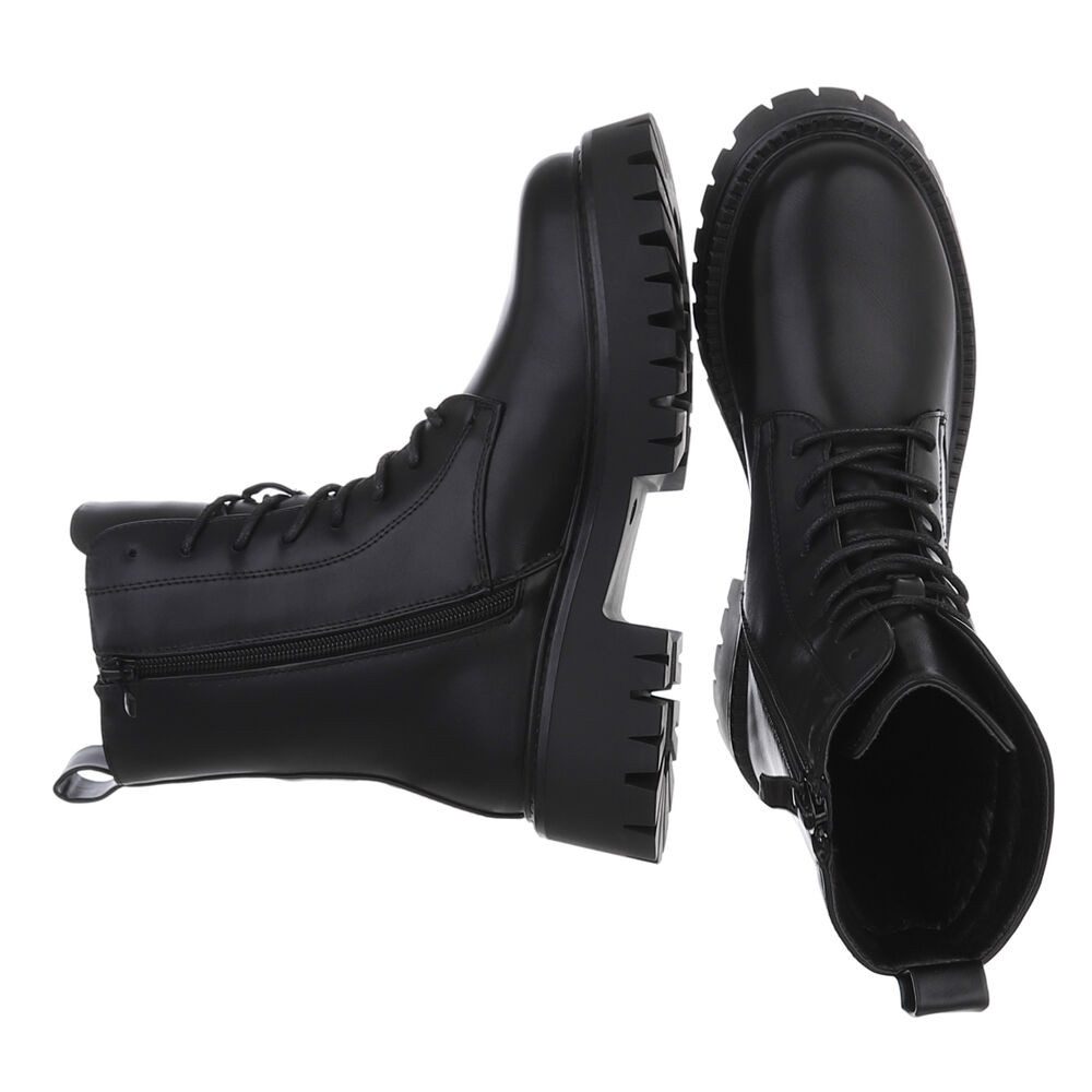 Ital-Design Stylischer Damenstiefel mit robuster Sohle für Wintertage Plateaustiefelette (90169451) Blockabsatz Stiefeletten in Schwarz