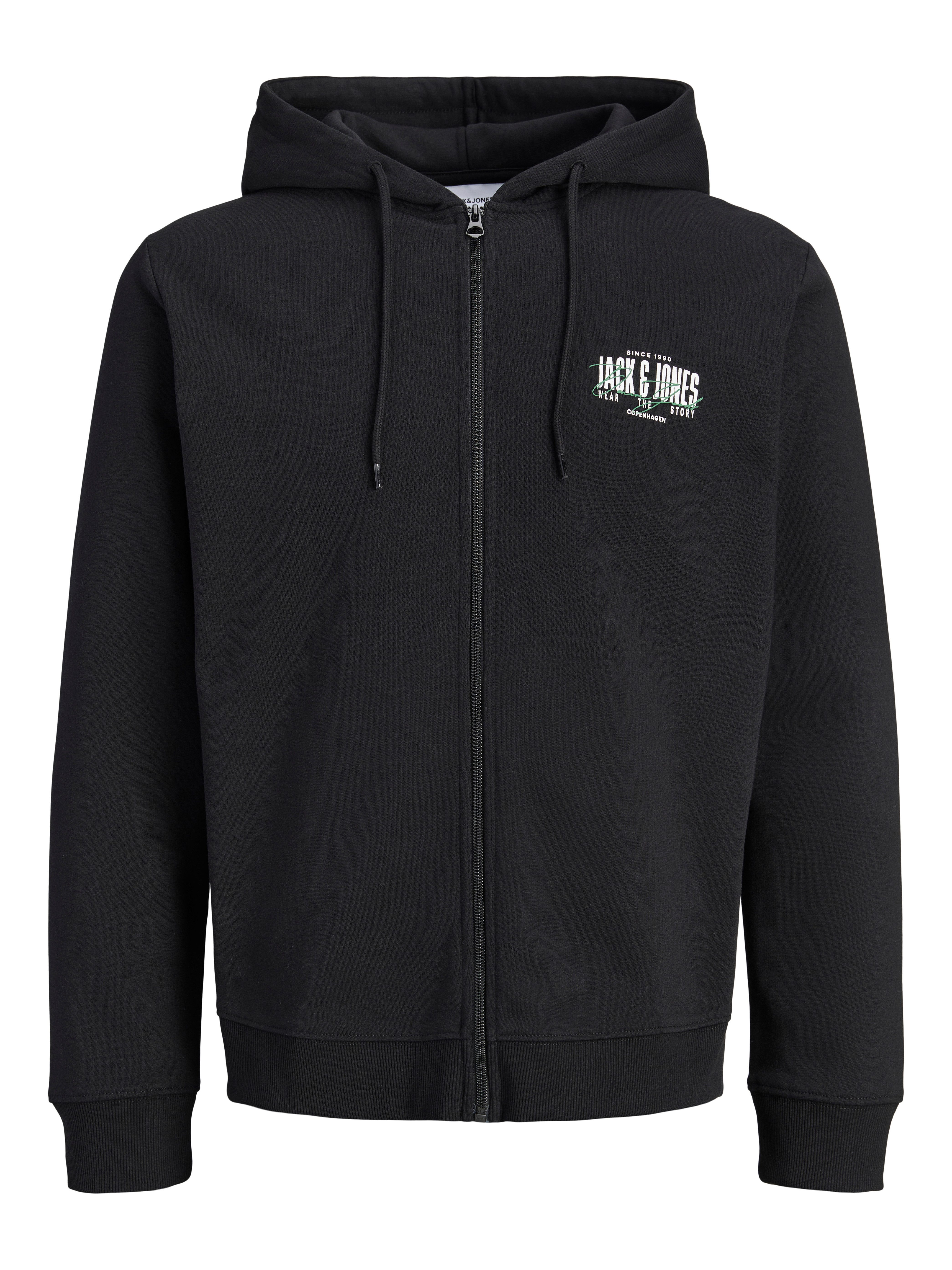 Jack & Jones Kapuzensweatjacke JJAERO SWEAT ZIP HOOD Materialmix, regular fit