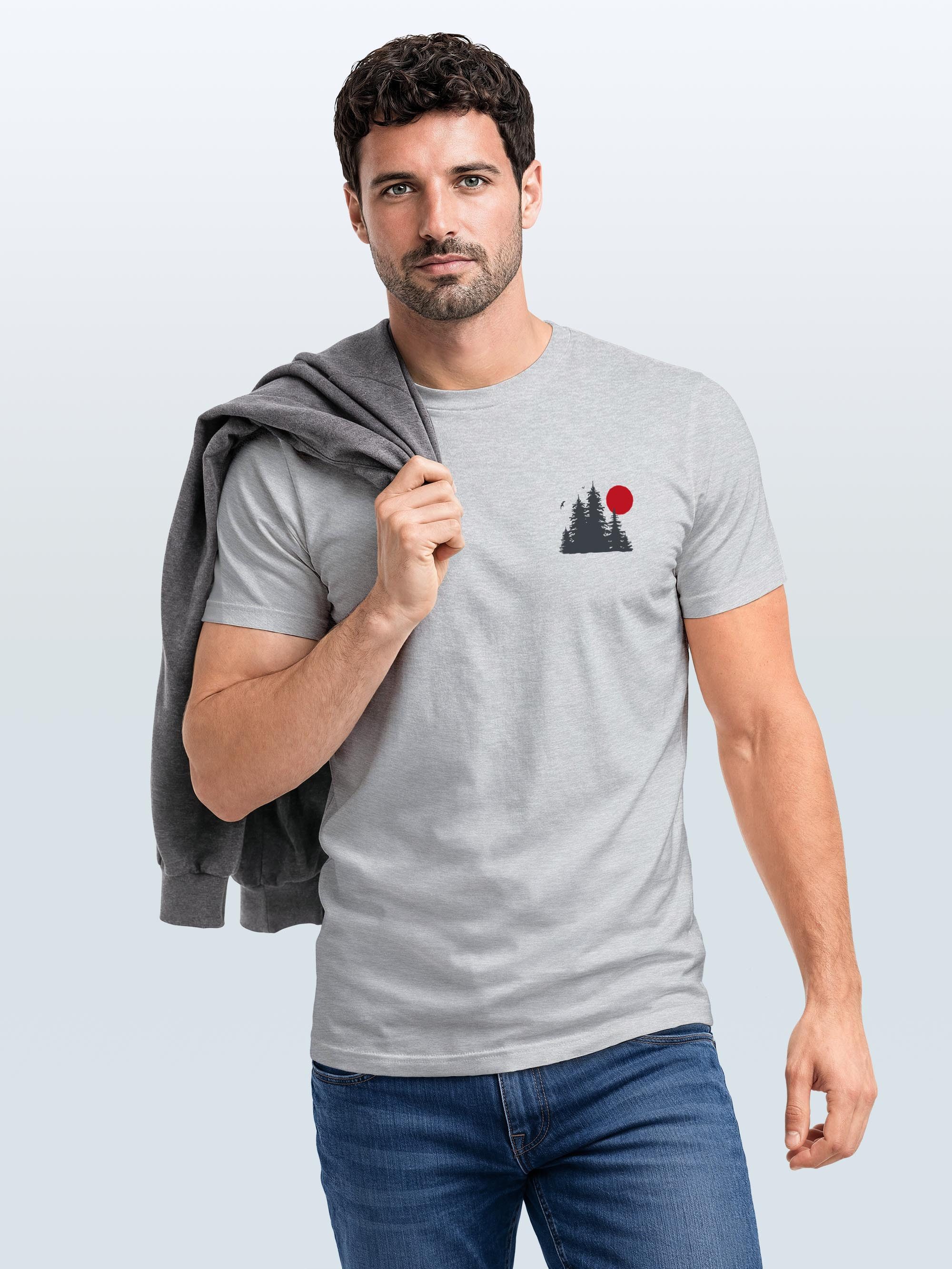 Neverless Print-Shirt Herren T-Shirt Logo Print Wald Silhouette Natur Aufdruck Outdoor mit Print