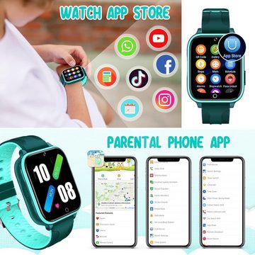 OKYUK 2024 Fashion mit Echtzeit-Ortung und Wasserdichtigkeit Smartwatch (Android / iOS), mit 4G langanhaltendem Video-und Telefonanruf, Kinder-GPS
