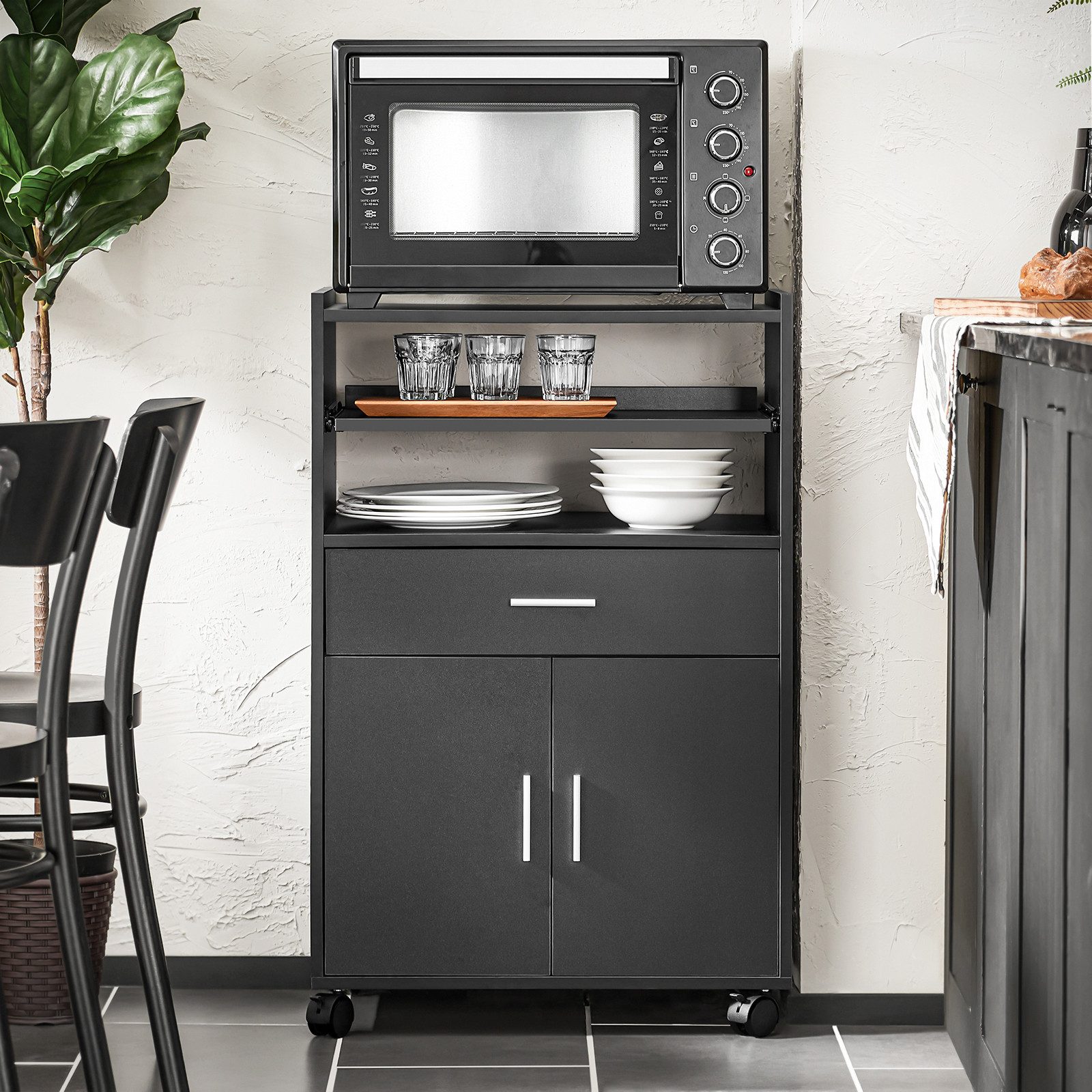 SoBuy Küchenwagen FSB09, Servierwagen mit Arbeitsplatte Aufbewahrungsschran günstig online kaufen