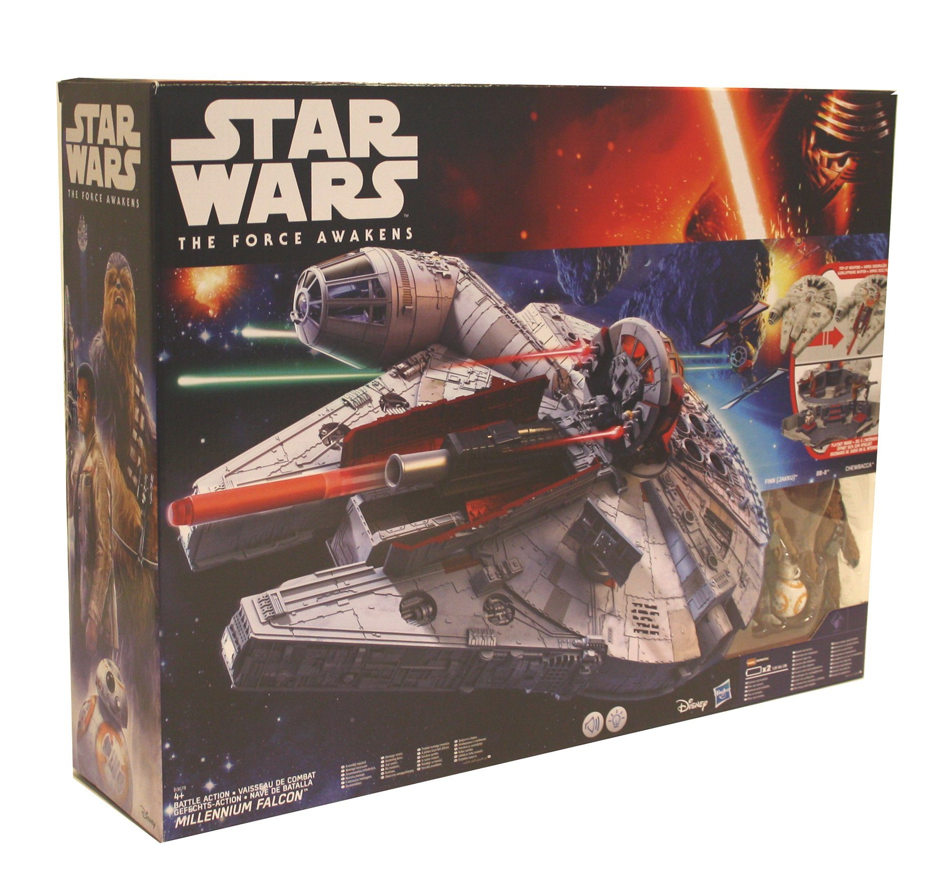 Hasbro Spielzeug-Flugzeug, Star Wars E7 Battle Action Millennium Falke  Modell Raumschiff Licht Sound Figur
