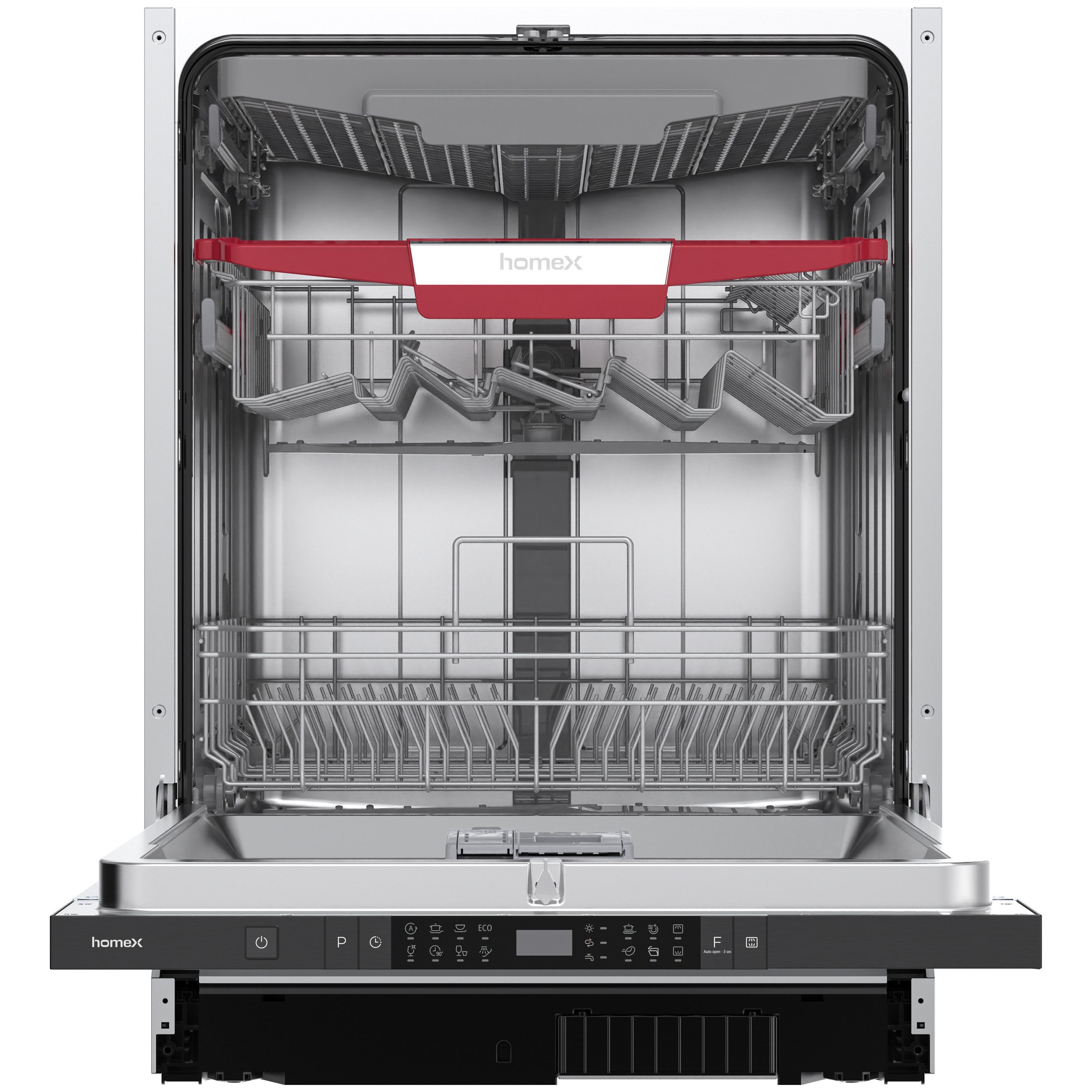 homeX vollintegrierbarer Geschirrspüler DWFI601444C, 10 l, 14 Maßgedecke, Einbau Spülmaschine vollintegriert 60 cm, 14 Gedecke, AquaStop, 44 dB