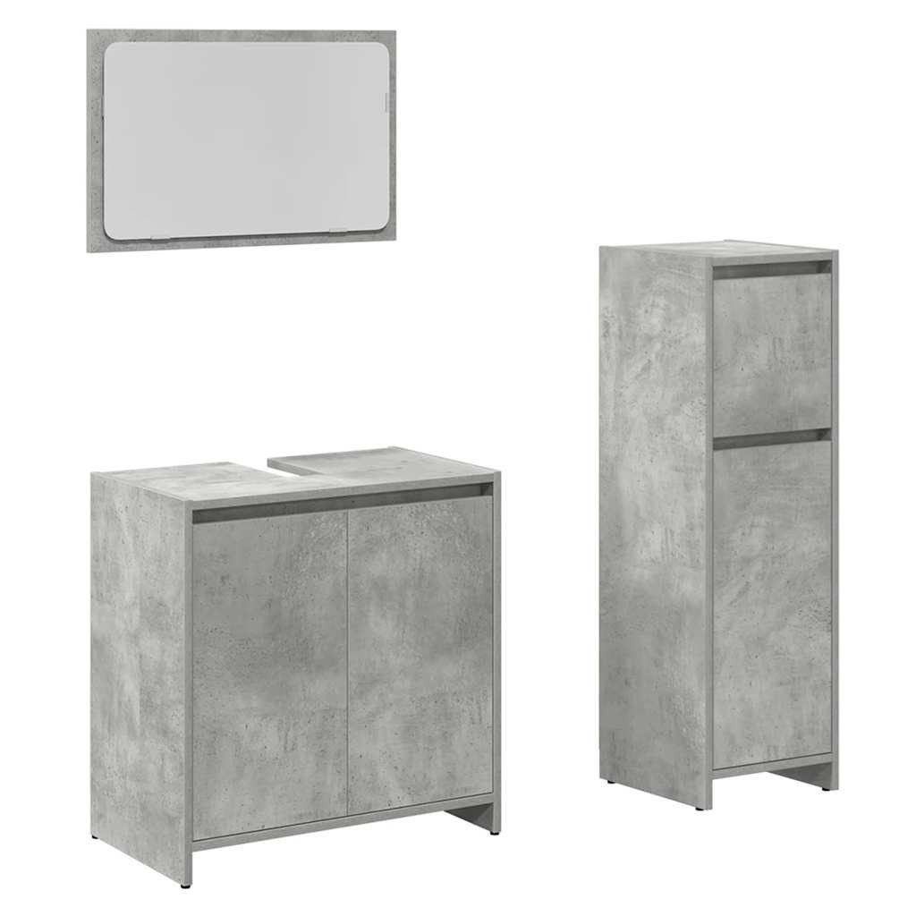 vidaXL Badezimmer-Set 3-tlg. Badmöbel-Set Betongrau Holzwerkstoff, günstig online kaufen