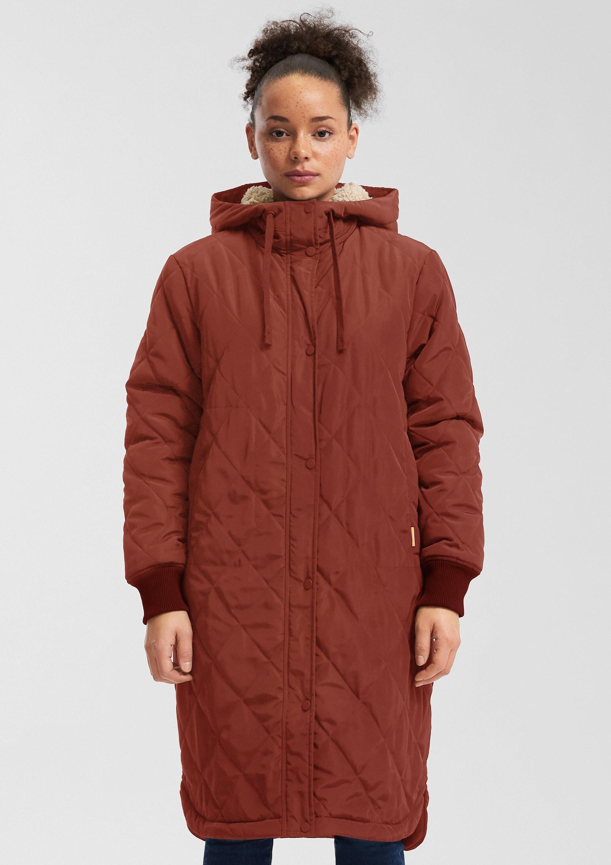 QS Funktionsmantel Outdoor-Mantel Locker geschnittener Steppmantel mit Teddyfutter