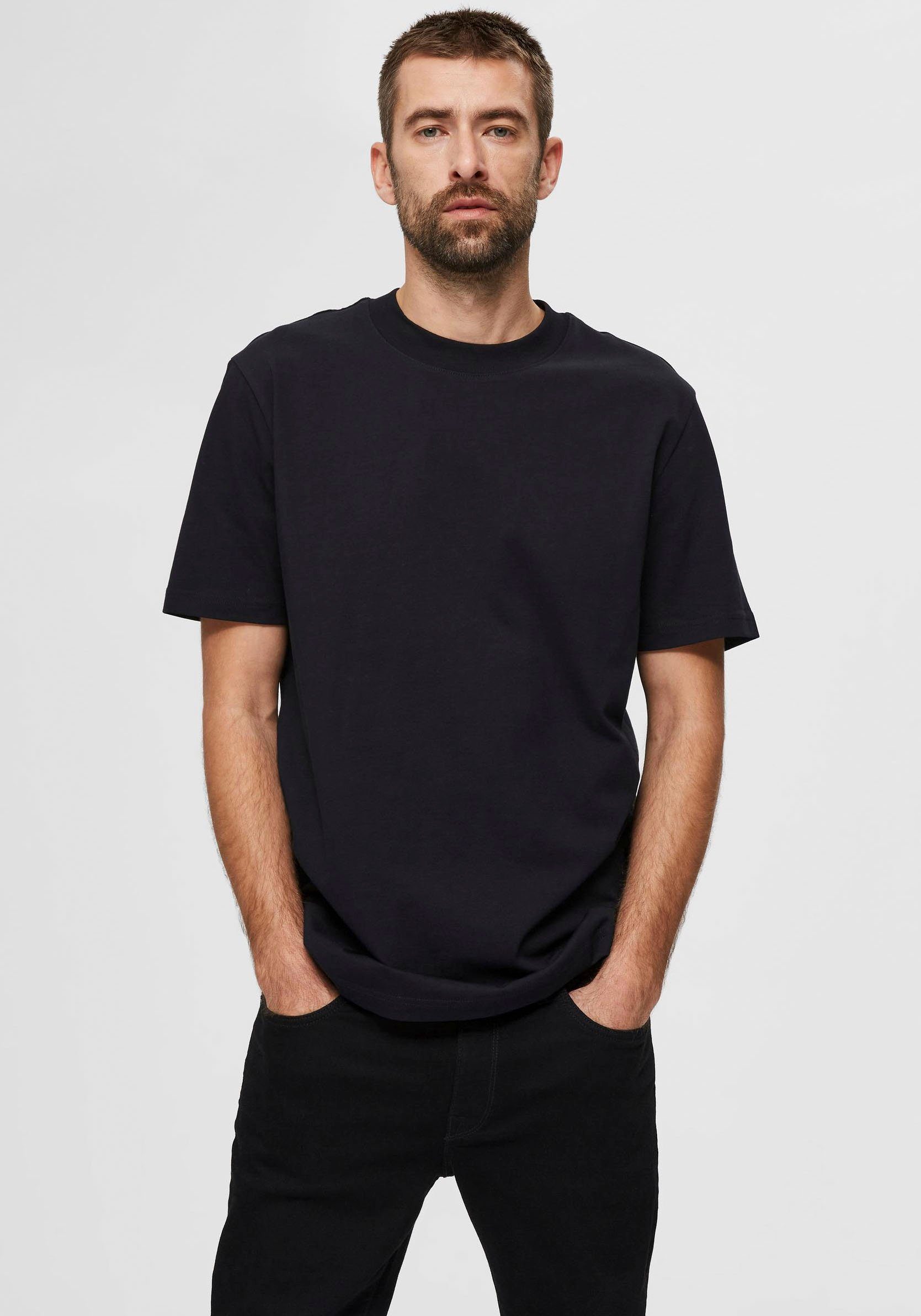 SELECTED HOMME Rundhalsshirt SE T-Shirt Black