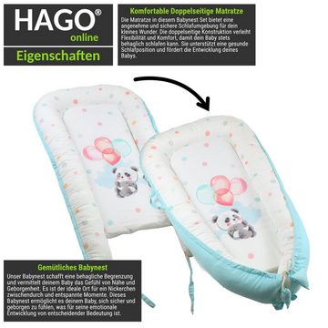 HAGO Babybett 5 teiliges Babynest Nestchen Kokon Reisebett Kuschelnest Matratze