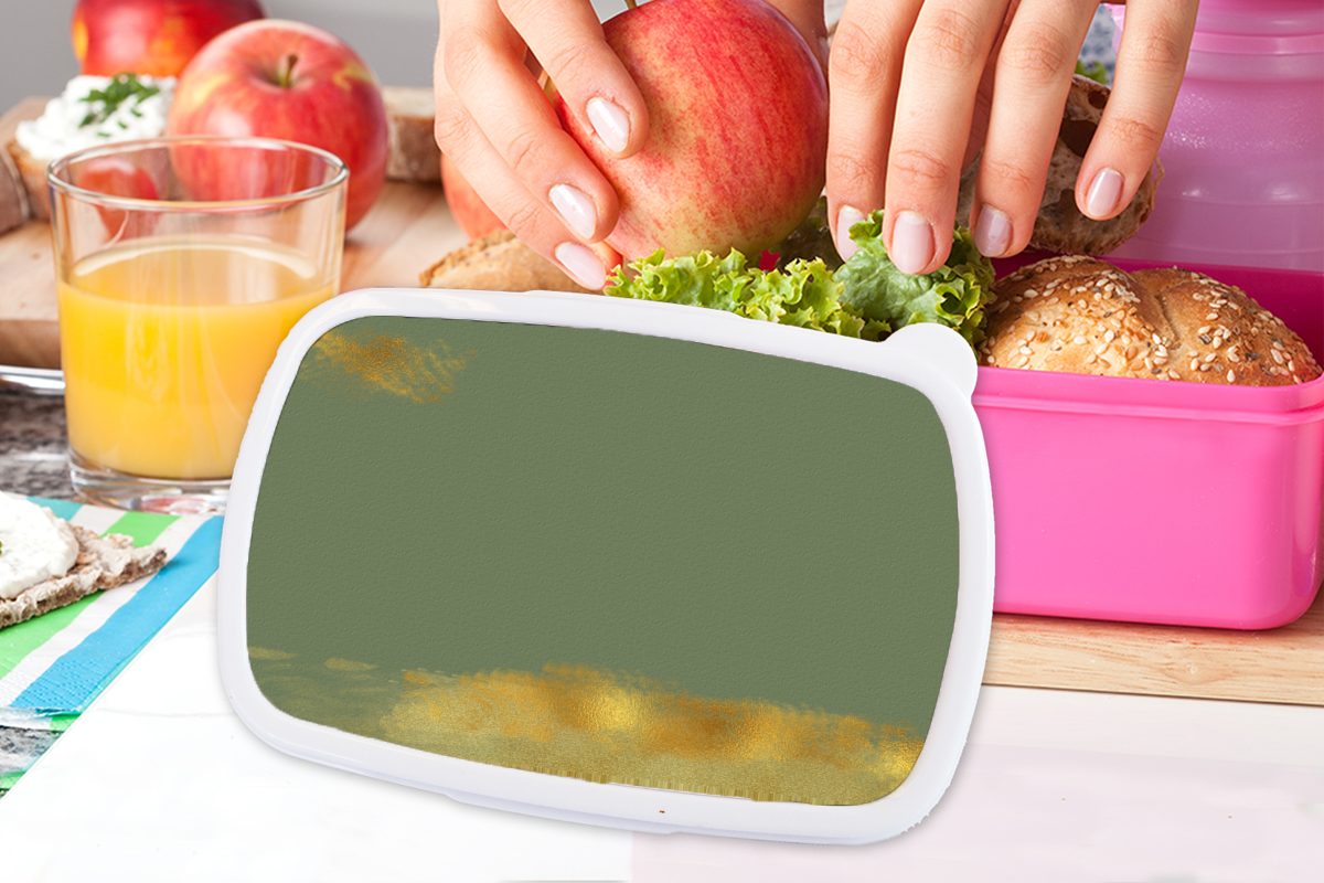rosa Gold - Kinder, Muster (2-tlg), MuchoWow Kunststoff, - Grün, Lunchbox Snackbox, Farbe Kunststoff für - Mädchen, Brotbox Erwachsene, Brotdose