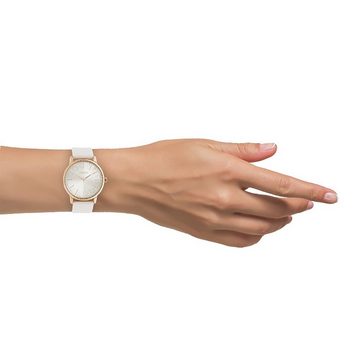 OOZOO Quarzuhr Oozoo Damen Armbanduhr weiß Analog, (Analoguhr), Damenuhr rund, mittel (ca. 36mm) Lederarmband, Elegant-Style