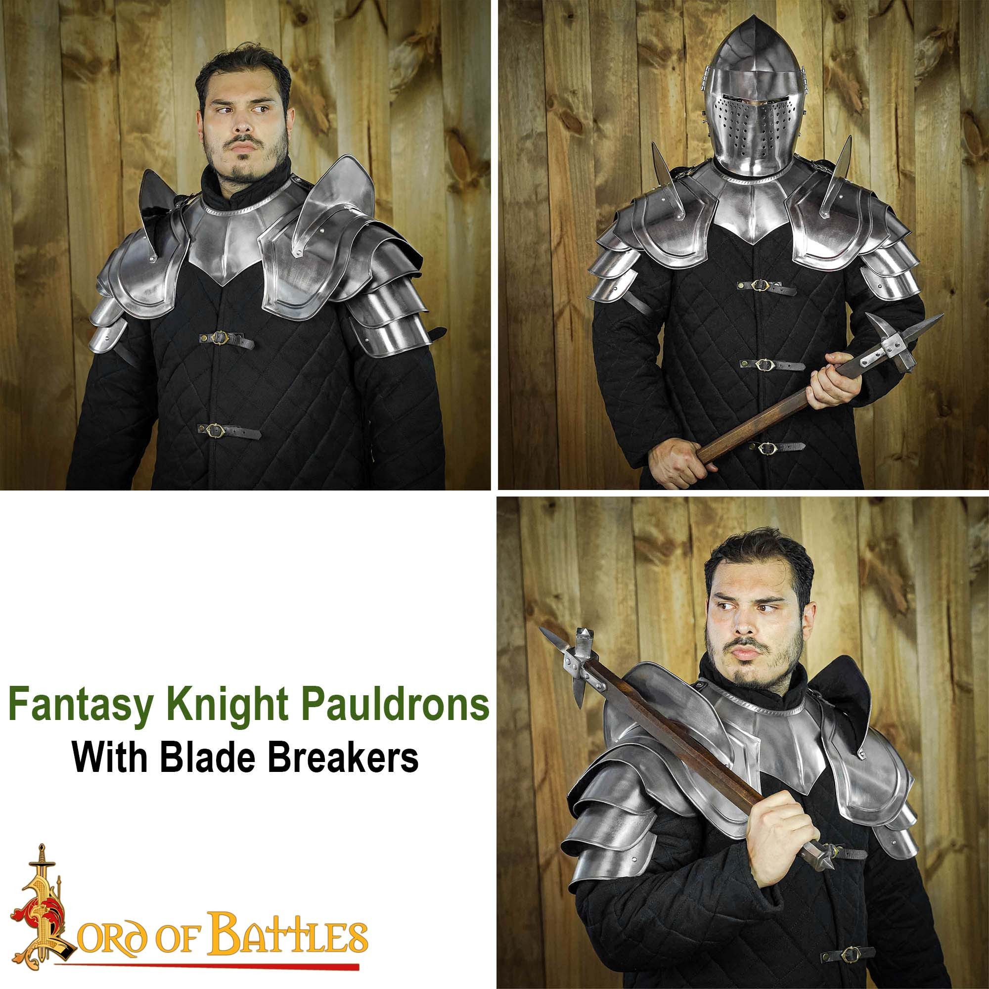 Lord Of Battles Ritter-Kostüm Fantasy Schulterplatten poliert mit Klingenbrecher20 Gauge (1,3 mm)