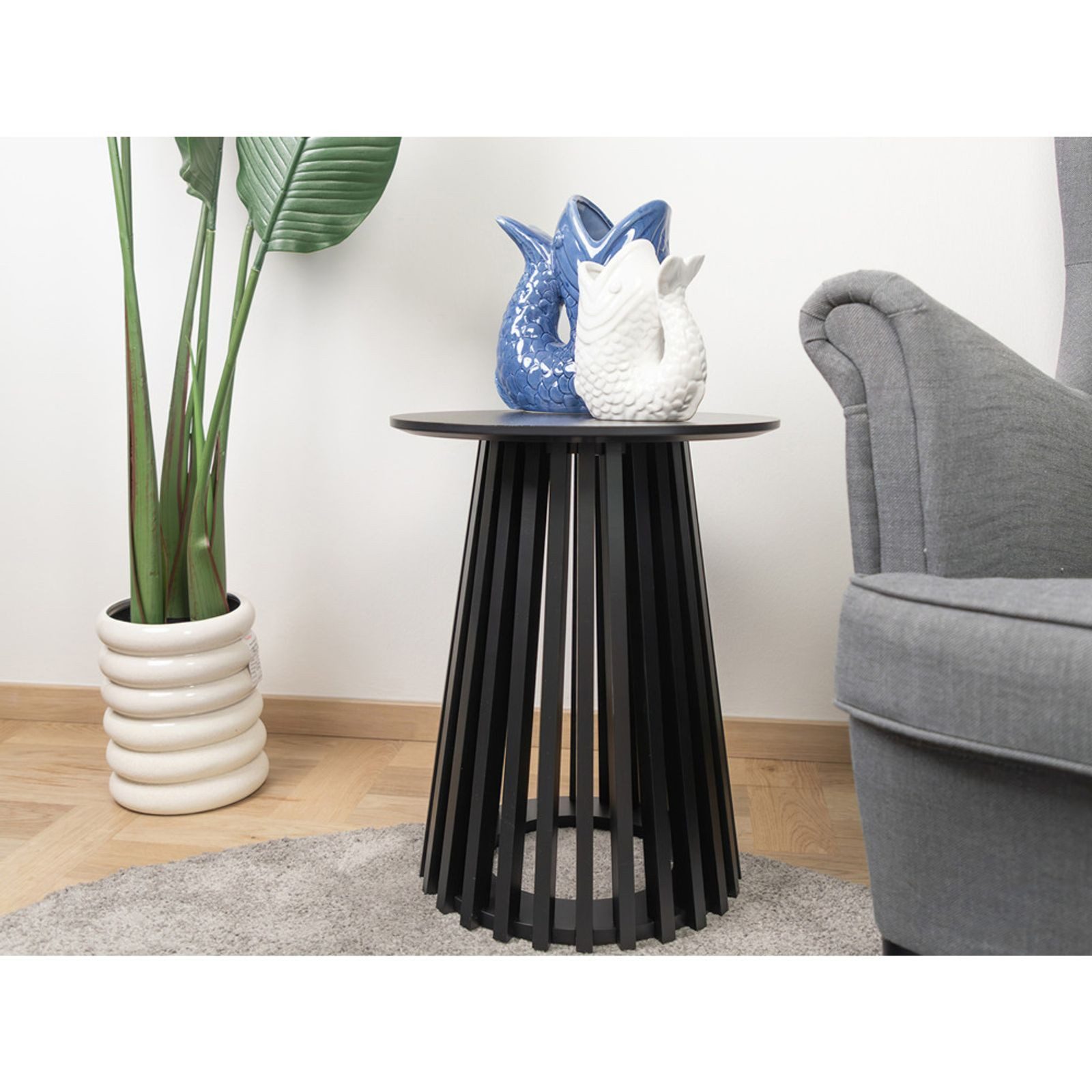 BURI Gartentisch Beistelltisch 50x40cm rund schwarz Couchtisch kleiner runder Tisch – Bild 4 von 5