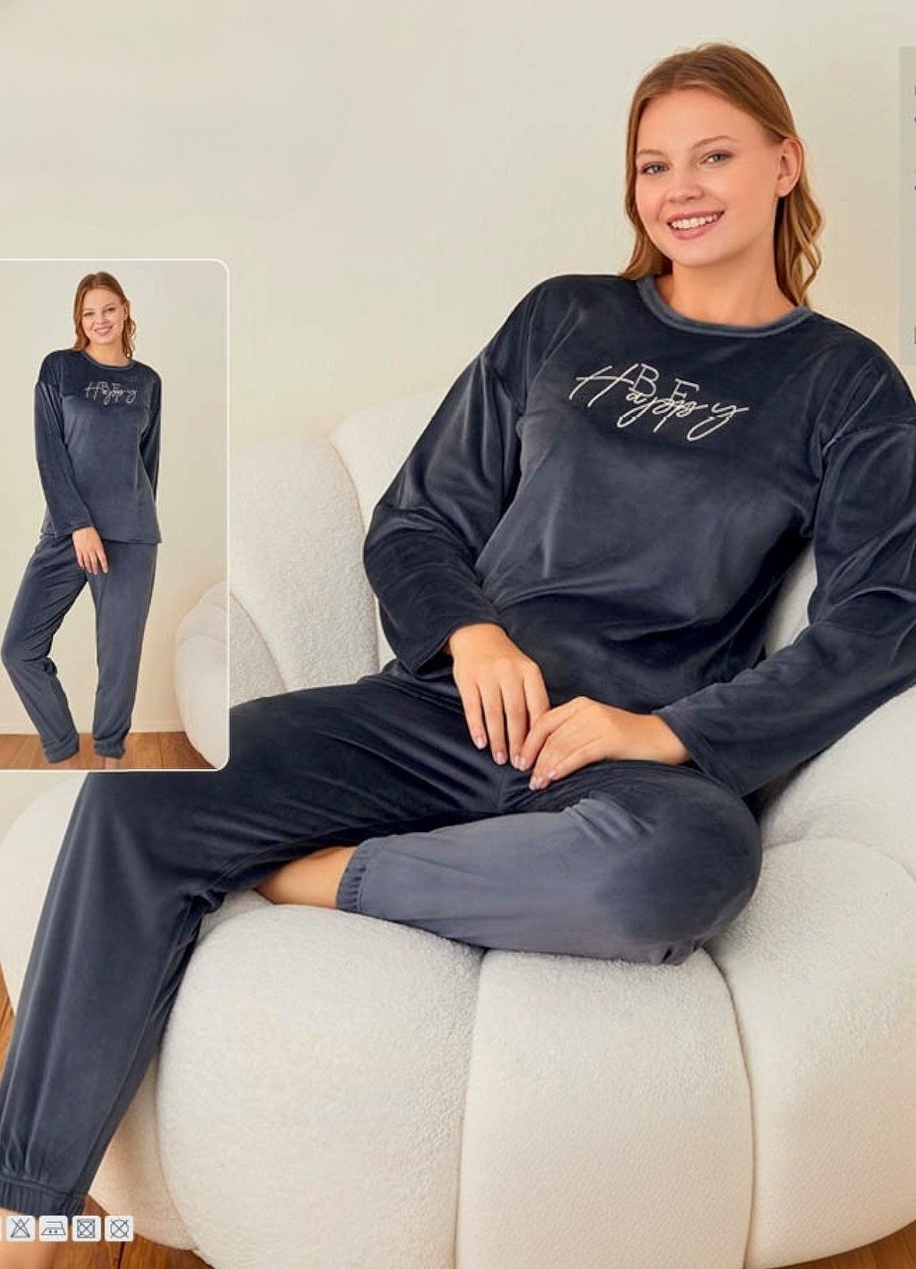fashionshowcase Schlafanzug Damen Hausanzug aus Samt günstig online kaufen