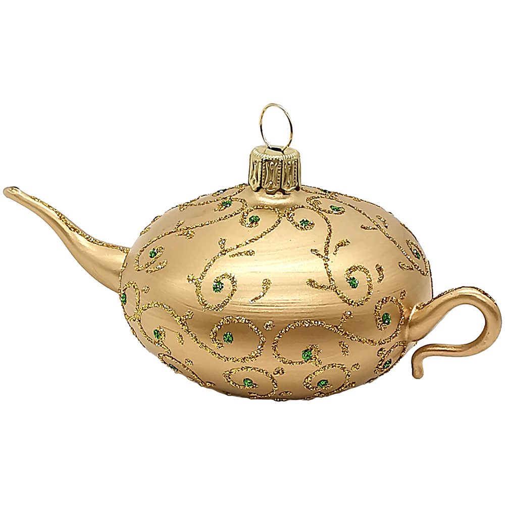 Schatzhauser Christbaumschmuck Wunderlampe 12cm x 5cm gold mattiert (1-tlg), mundgeblasen, handbemalt