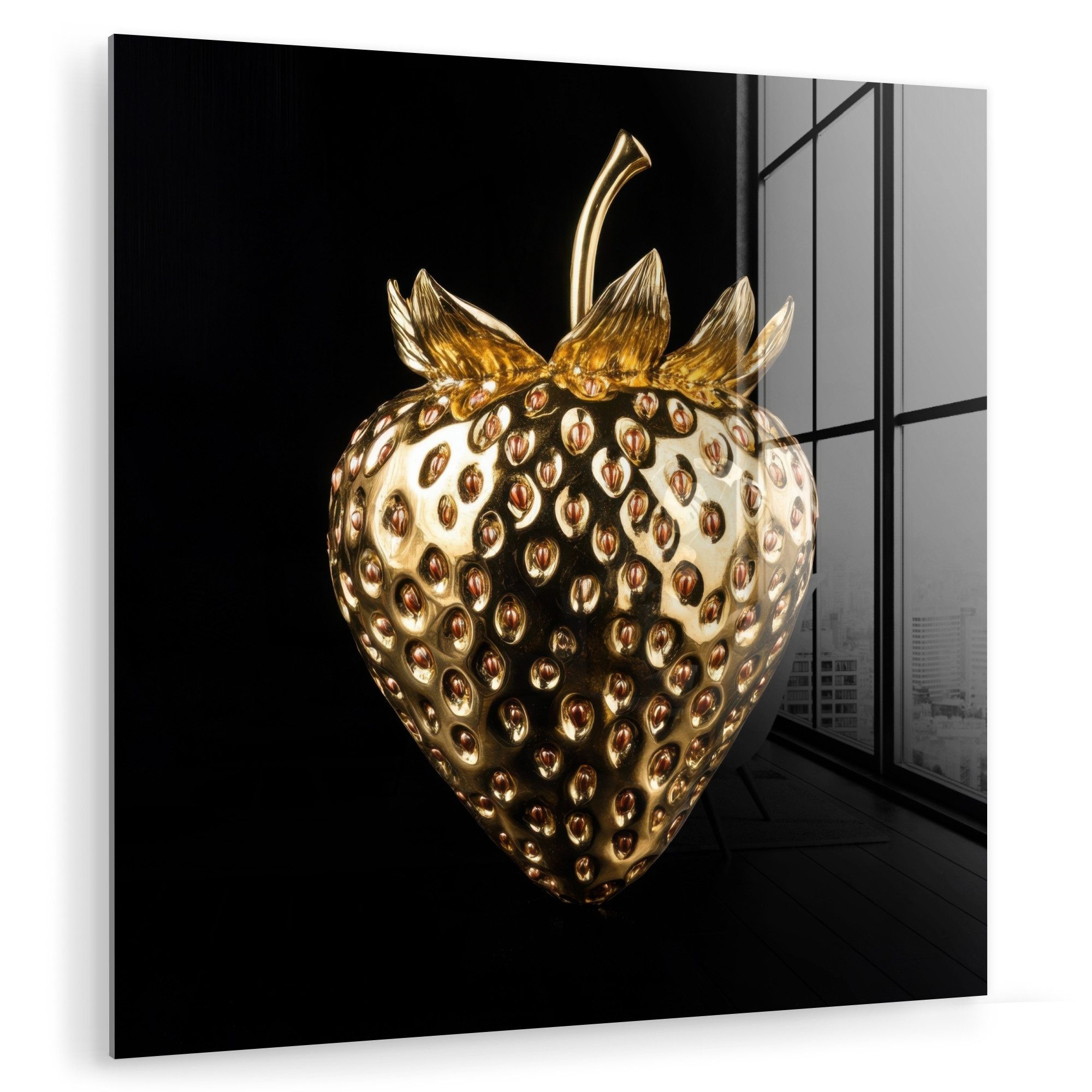 MuchoWow Acrylglasbild Erdbeere - Gold - günstig online kaufen
