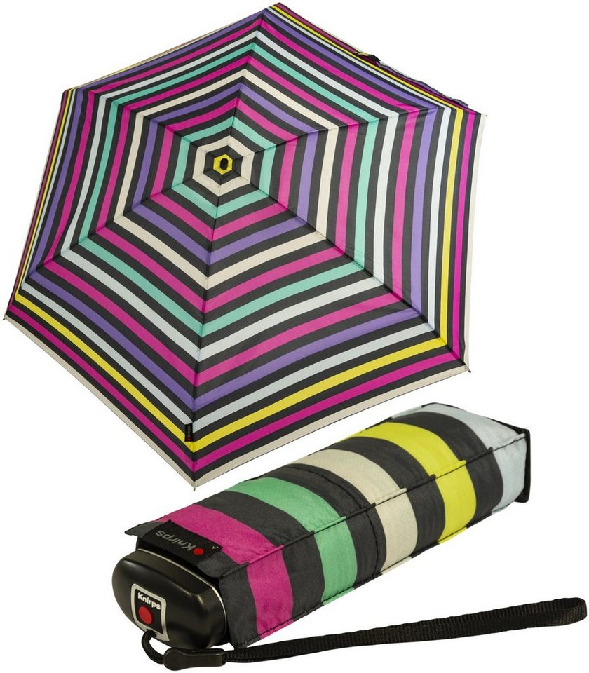 Knirps® Taschenregenschirm Mini-Damen-Schirm Travel - flora multicolor,  klein, leicht und flach, mit UV-Schutz