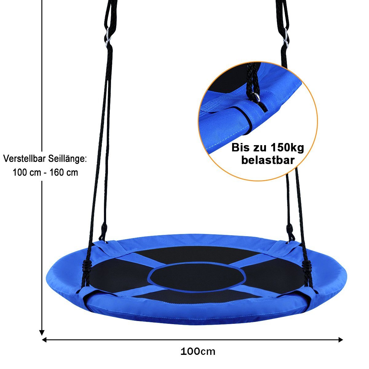 COSTWAY Nestschaukel Tellerschaukel Hängeschaukel, φ 100cm, günstig online kaufen