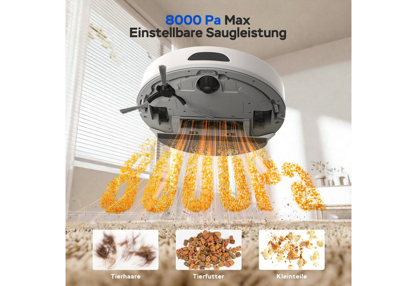 Teendow Saugroboter D20S MAX Saugroboter mit Wischfunktion Selbstreinigung für Tierhaare, 850 W, mit Beutel, Mit Haarschneidemaschine für die Haustierpflege,70 Tage,240min,3L