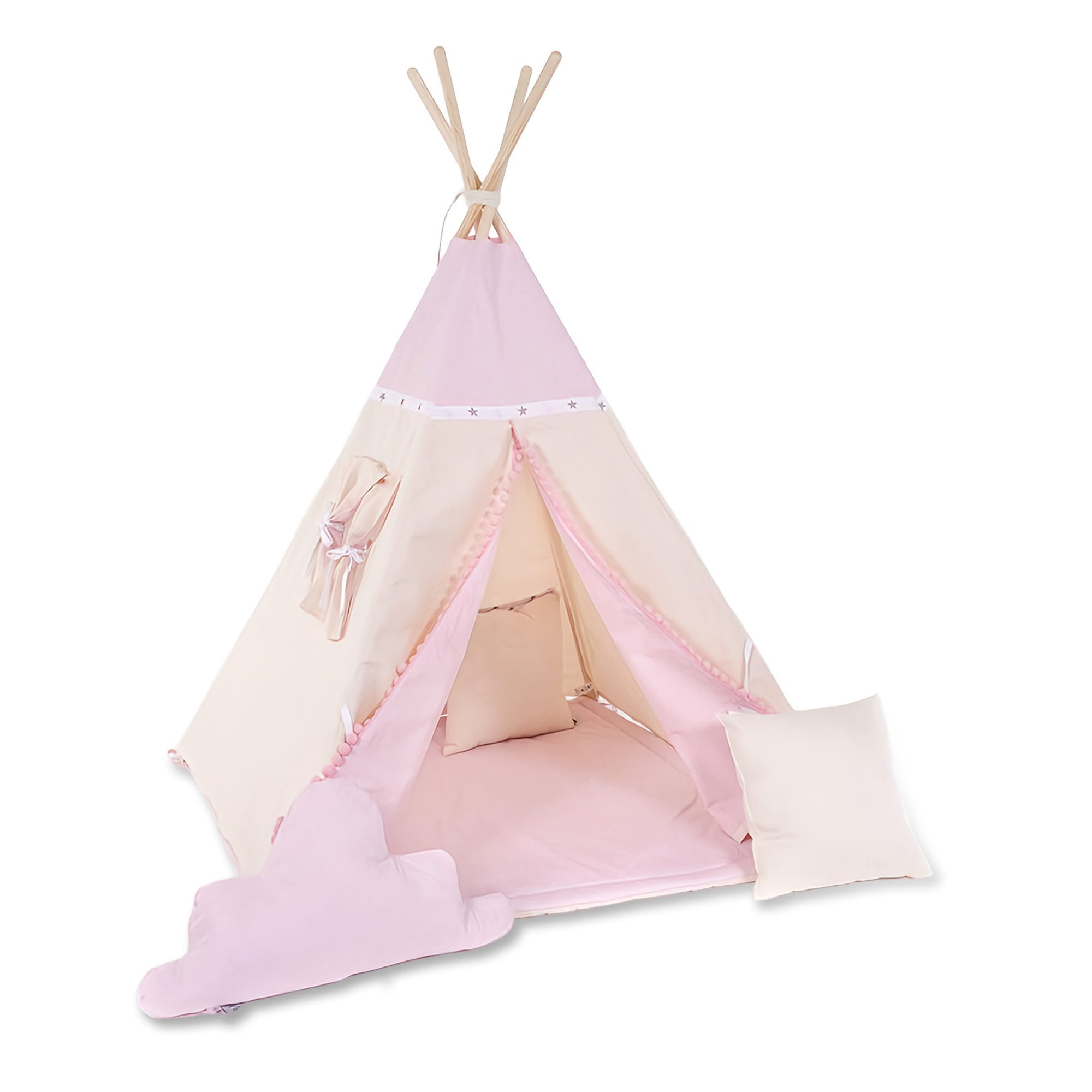 Rainbow Kids Tipi-Zelt Kleine Königin, Personen: 2 (mit kleinem Zubehör, 4 tlg., mit 2 Kissen und Matte)