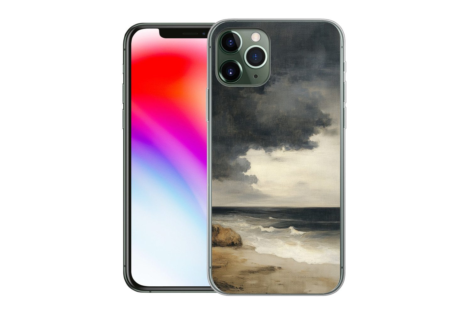 MuchoWow Handyhülle für Apple iPhone 11 Pro Küste - Wellen - Felsen - Sturm, Smartphone-Bumper, Print, Handy Schutzhülle Dünn