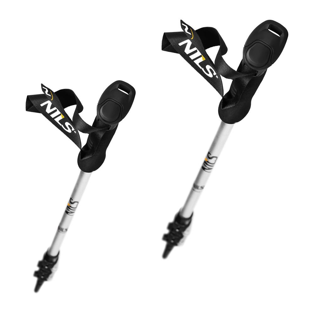 Nils Trekking-Stöcke Wanderstöcke Nordic-Walking-Stöcke Teleskopstöcke (Spar-Set, 2 St., 65 - 135 cm aerodynamisch), Aerodynamisches Profil, Alu 6061/7075, EVA-Griff