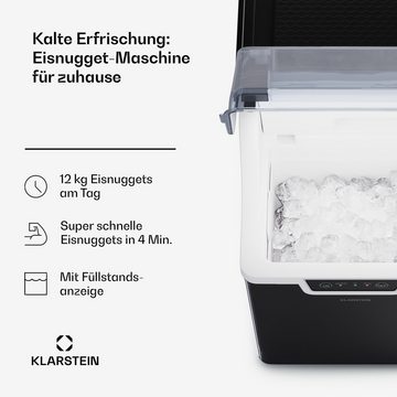 Klarstein Eiswürfelmaschine Wallberg nugget ice maker 12 kg black, Elektrischer Eiswürfelbereiter Eismachinen Wassertank