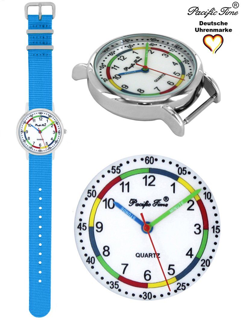 Versand und Gratis Kinder hellblau Lernuhr - Wechselarmband, Design Time First Mix Match Quarzuhr Armbanduhr nachhaltiges Pacific