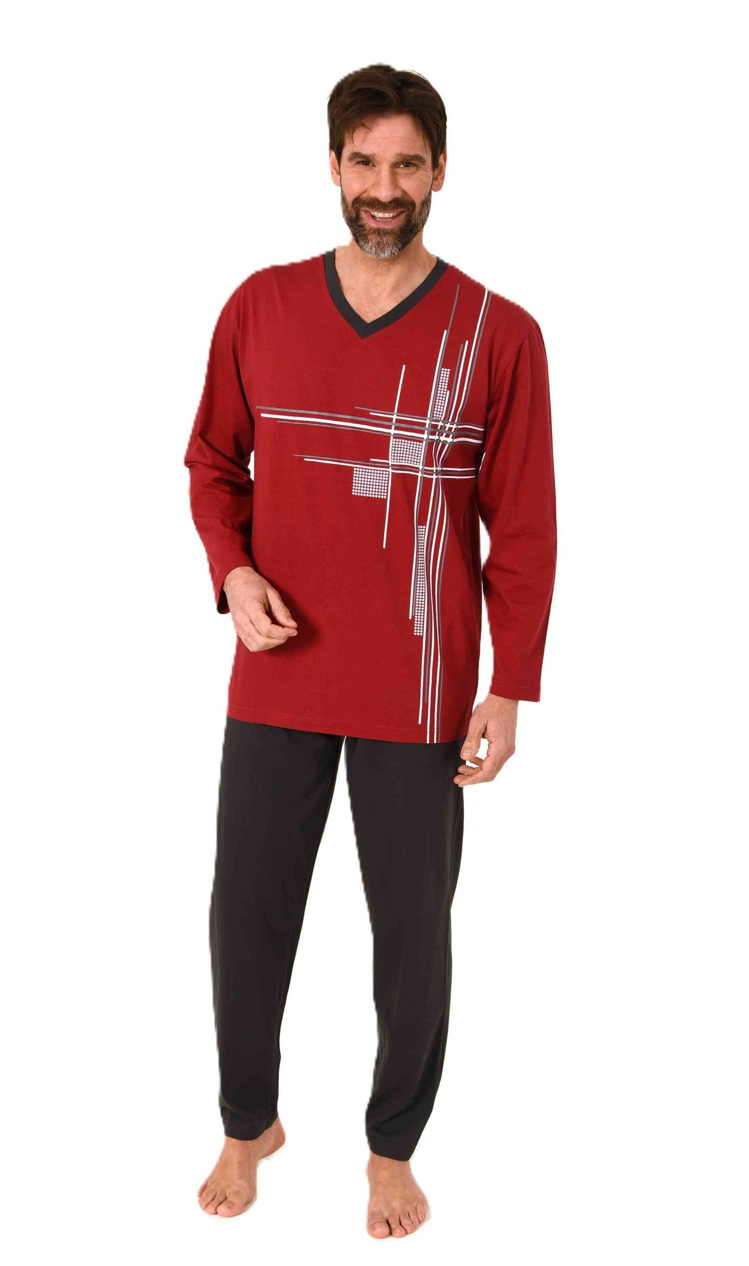 Normann Pyjama Normann Herren langarm Schlafanzug Pyjama mit eleganten Fron günstig online kaufen