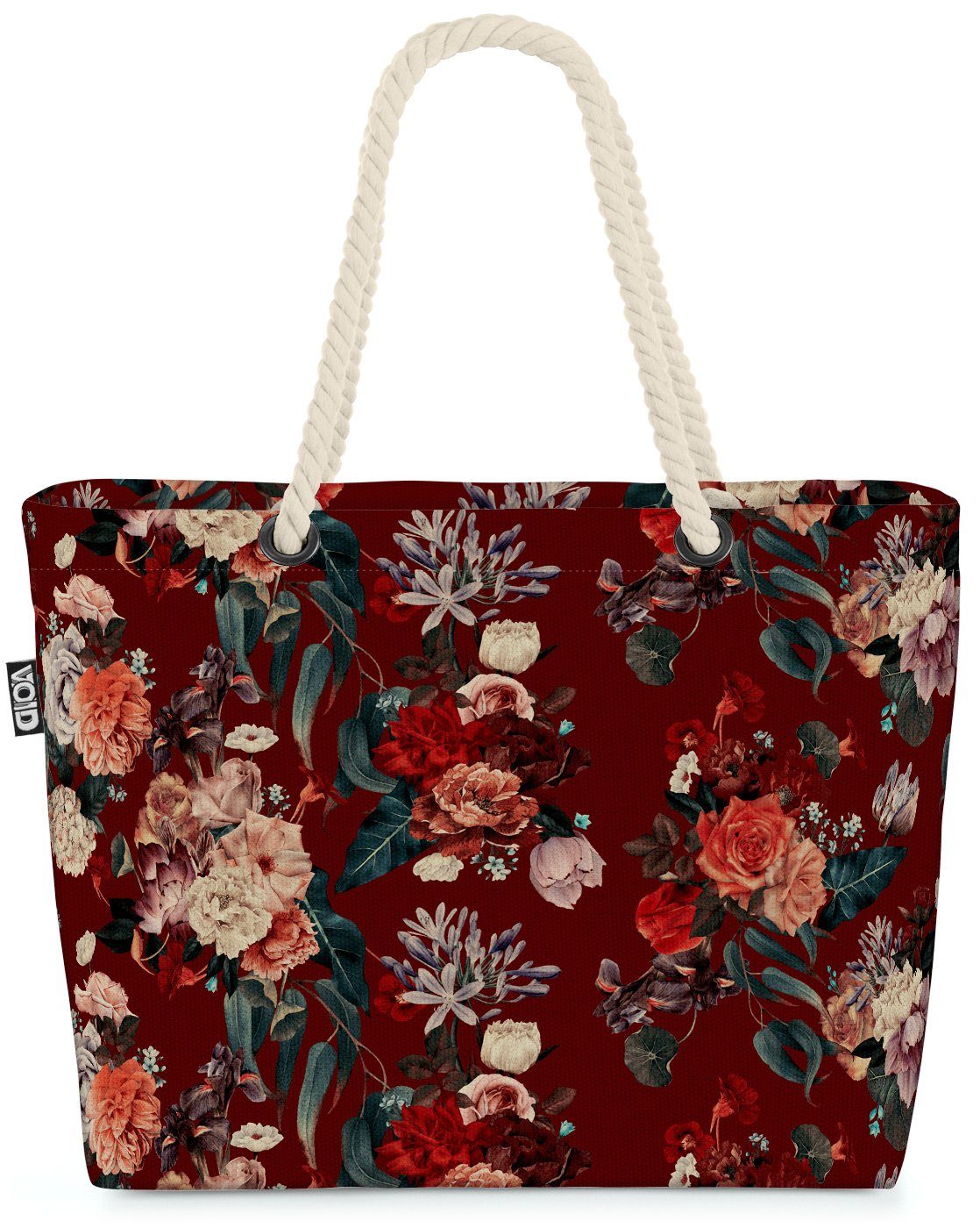 VOID Strandtasche (1-tlg), Viktorianisches Blumenmuster Beach Bag Blumen-Strauss Blüten Pflanzen Floral