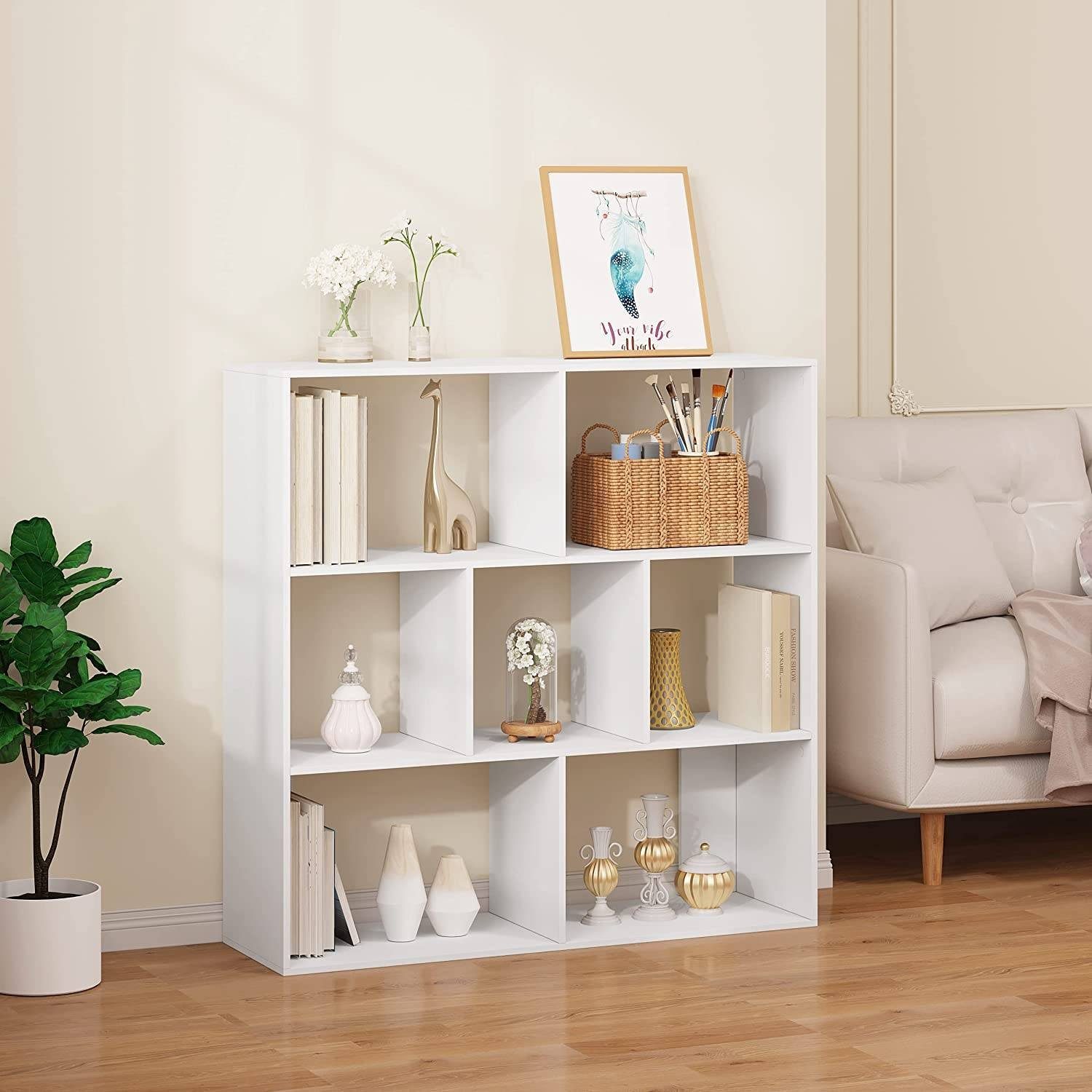 EUGAD Bücherregal, 1-tlg., Würfelregal mit 7 Fächern, Raumteiler 100x100x30 günstig online kaufen