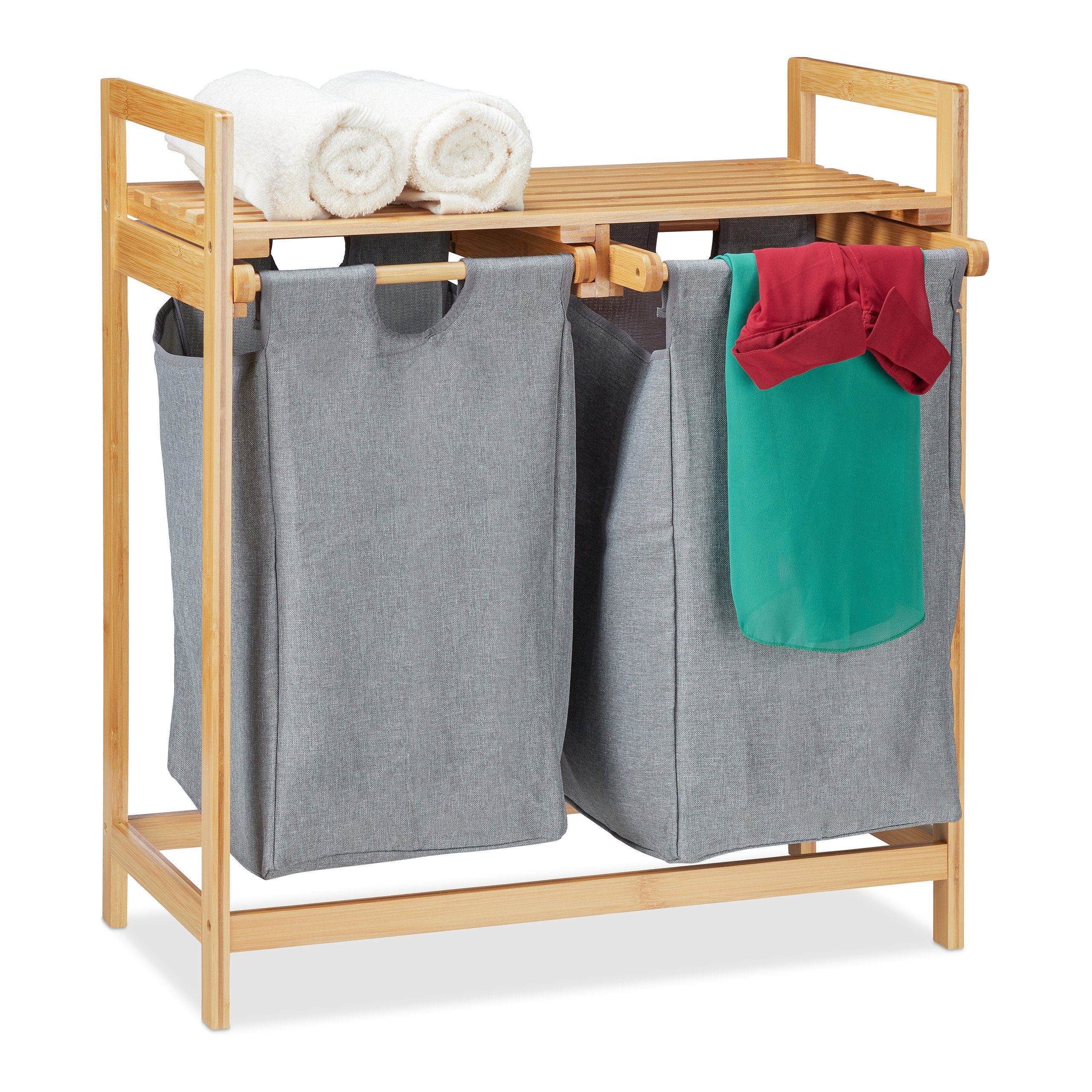 relaxdays Wäschekorb »Wäschekorb 2 Fächer mit Ablage« online kaufen | OTTO