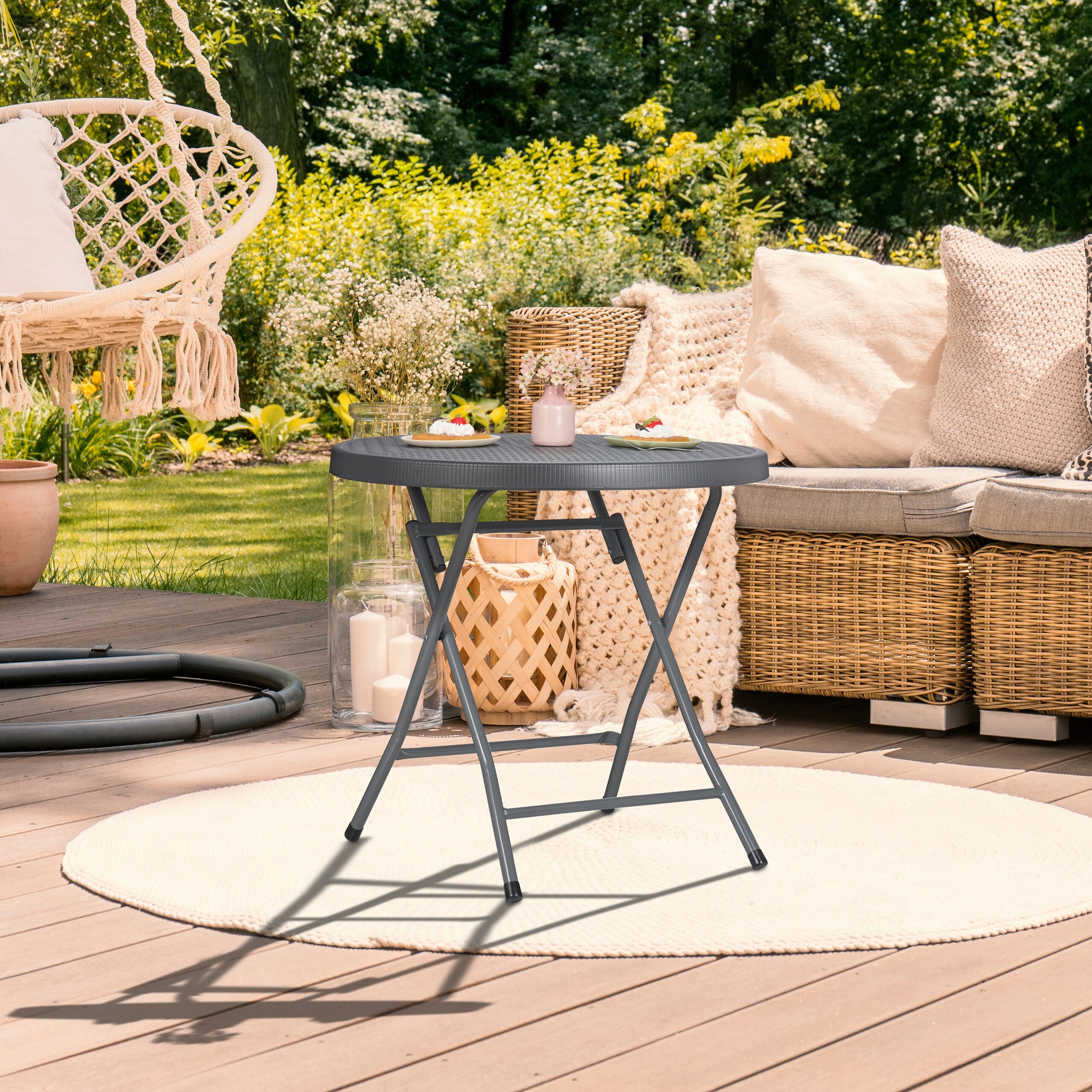 relaxdays Gartentisch Klappbarer Gartentisch in Rattanoptik günstig online kaufen
