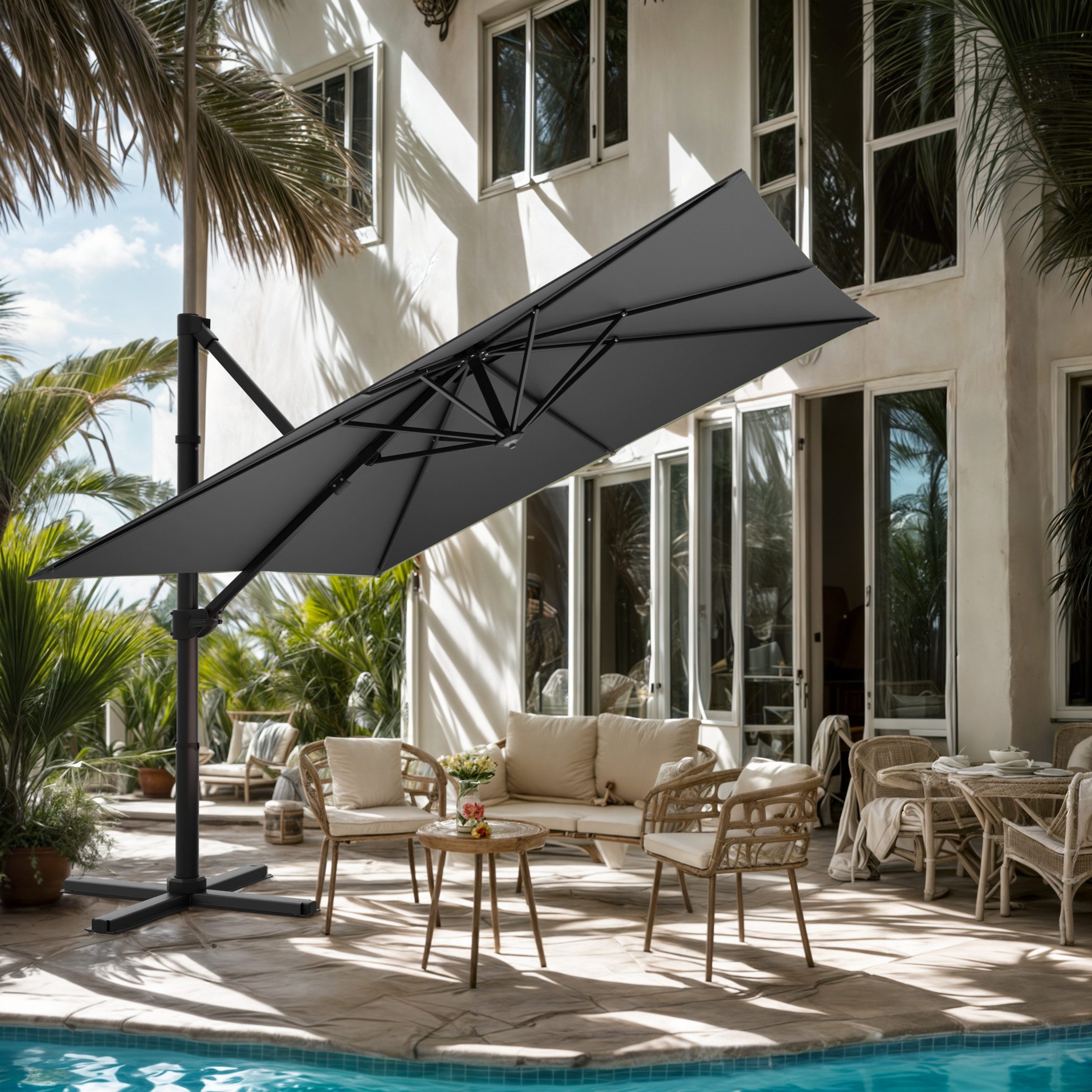 HOMALL Sonnenschirm Gartenschirm 270/330cm, mit Ständer,360° günstig online kaufen