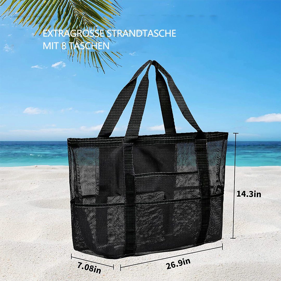 Strandtasche Strandspielzeug Tasche Netztasche Große Mesh Strandtasche Beach Bag 