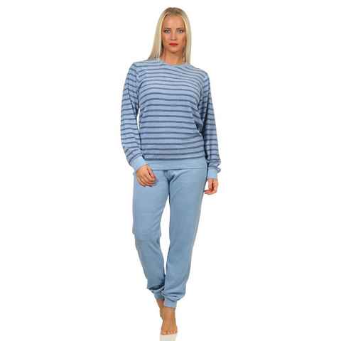 Normann Pyjama Damen Frottee Pyjama langarm Schlafanzug mit Bündchen - 212 801