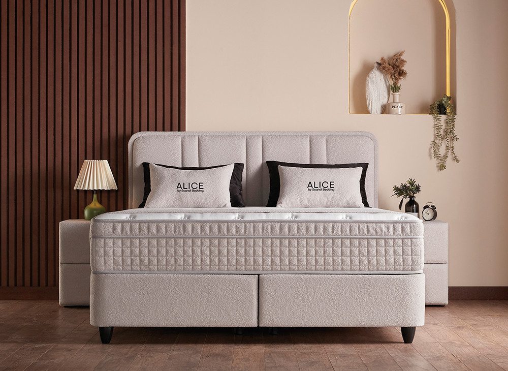 abc bedding Boxspringbett Alice Stauraumbett - Boxbett mit Bettkasten - Komfortbett, Funktionsbett mit Bettkasten