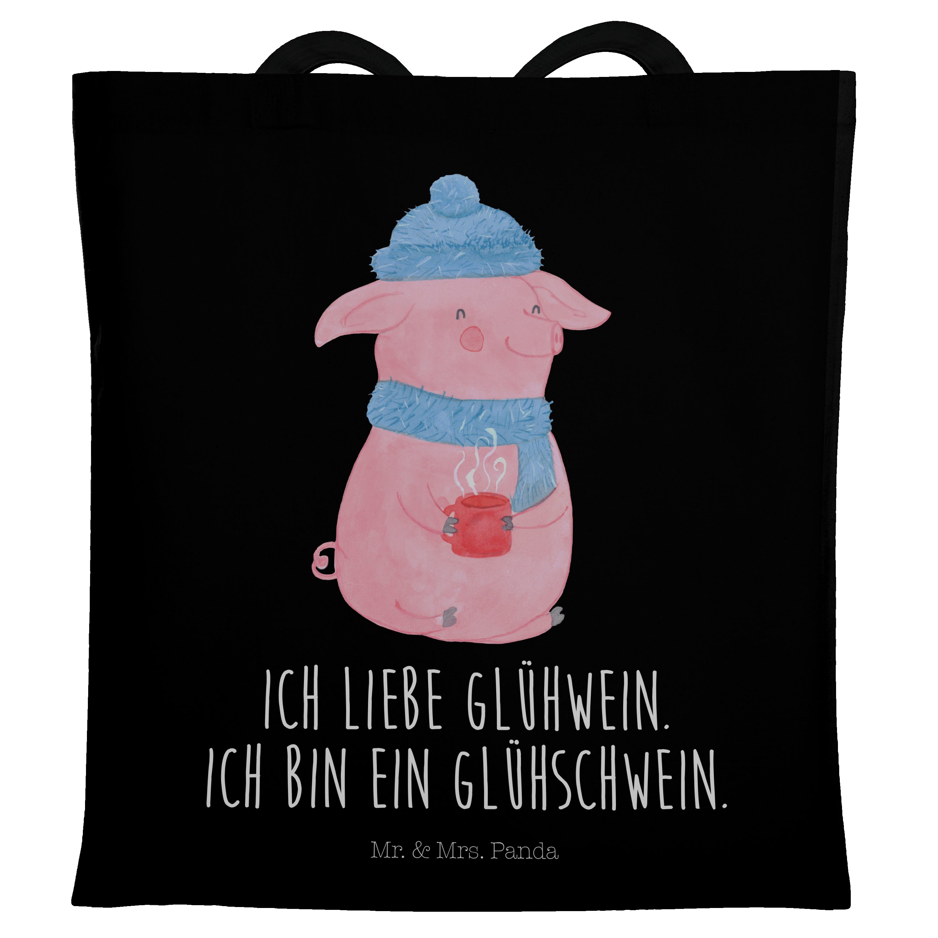 Glühschwein Glühwein, Panda - Ein Advent, & Mrs. - Geschenk, Beuteltasche, Mr. Tragetasche Schwarz (1-tlg)