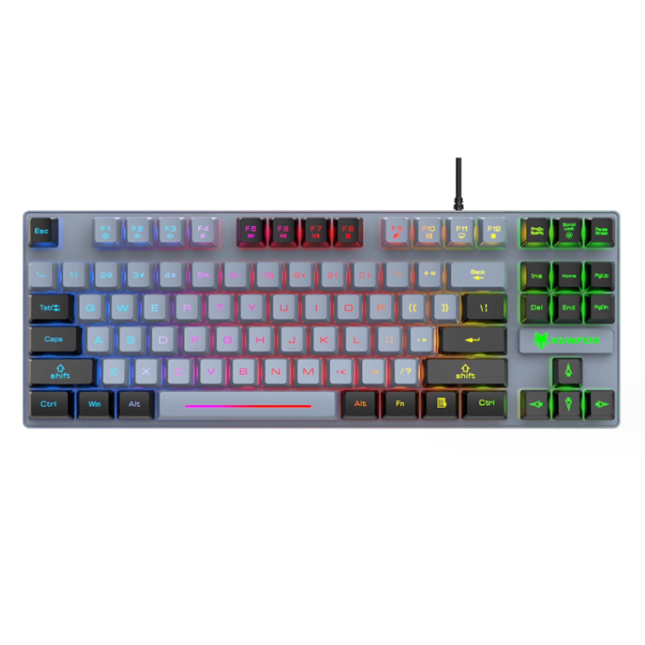 Diida Tastatur, mechanische Tastatur,Gaming-Tastatur,zweifarbige Tastatur Tastatur (Minimalistisches Layout mit 87 Tasten und coolen Lichteffekten)
