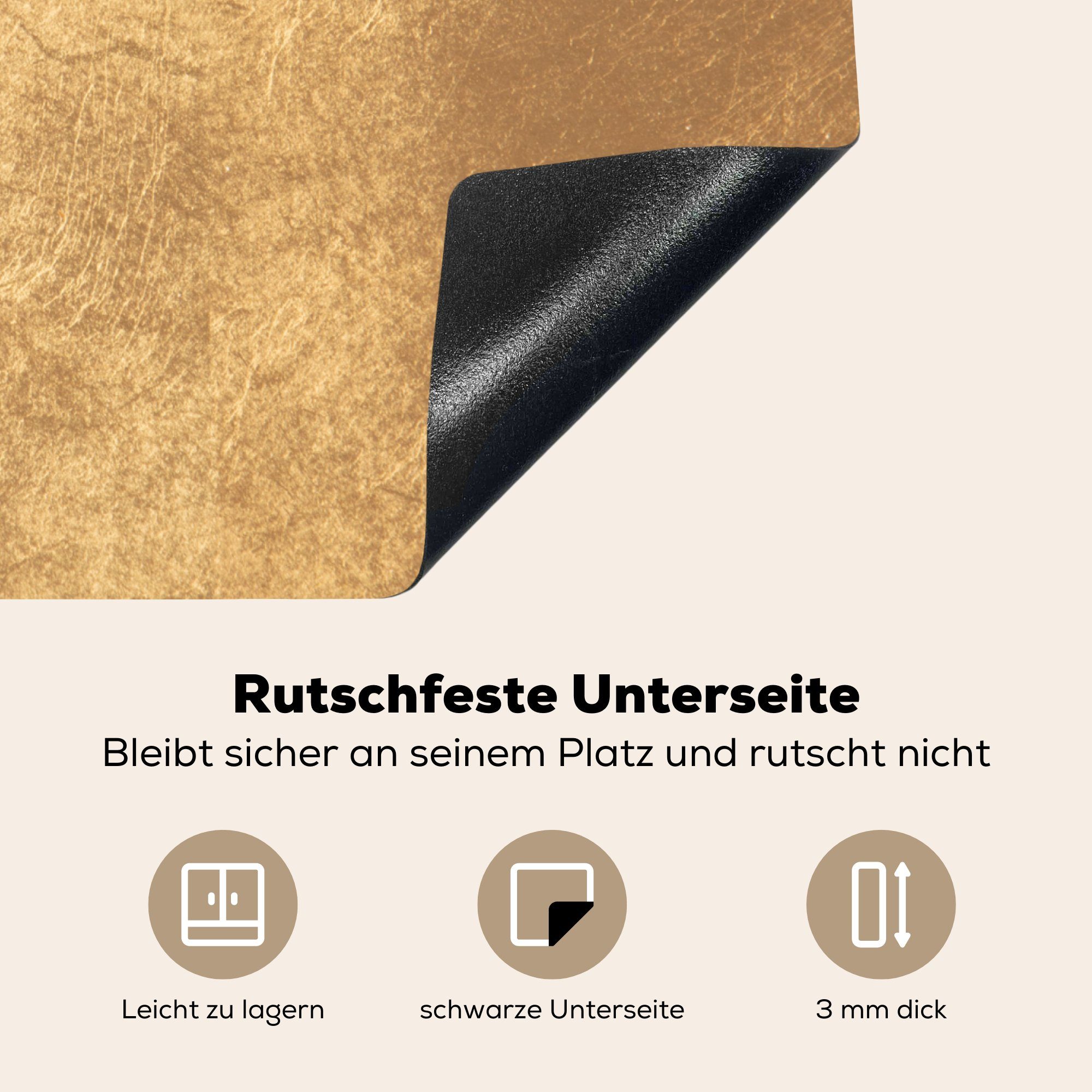 MuchoWow die Induktionsmatte cm, Ceranfeldabdeckung auf fällt küche, Licht für 59x52 Herdblende-/Abdeckplatte Vinyl, eine Wand, goldene tlg), (1