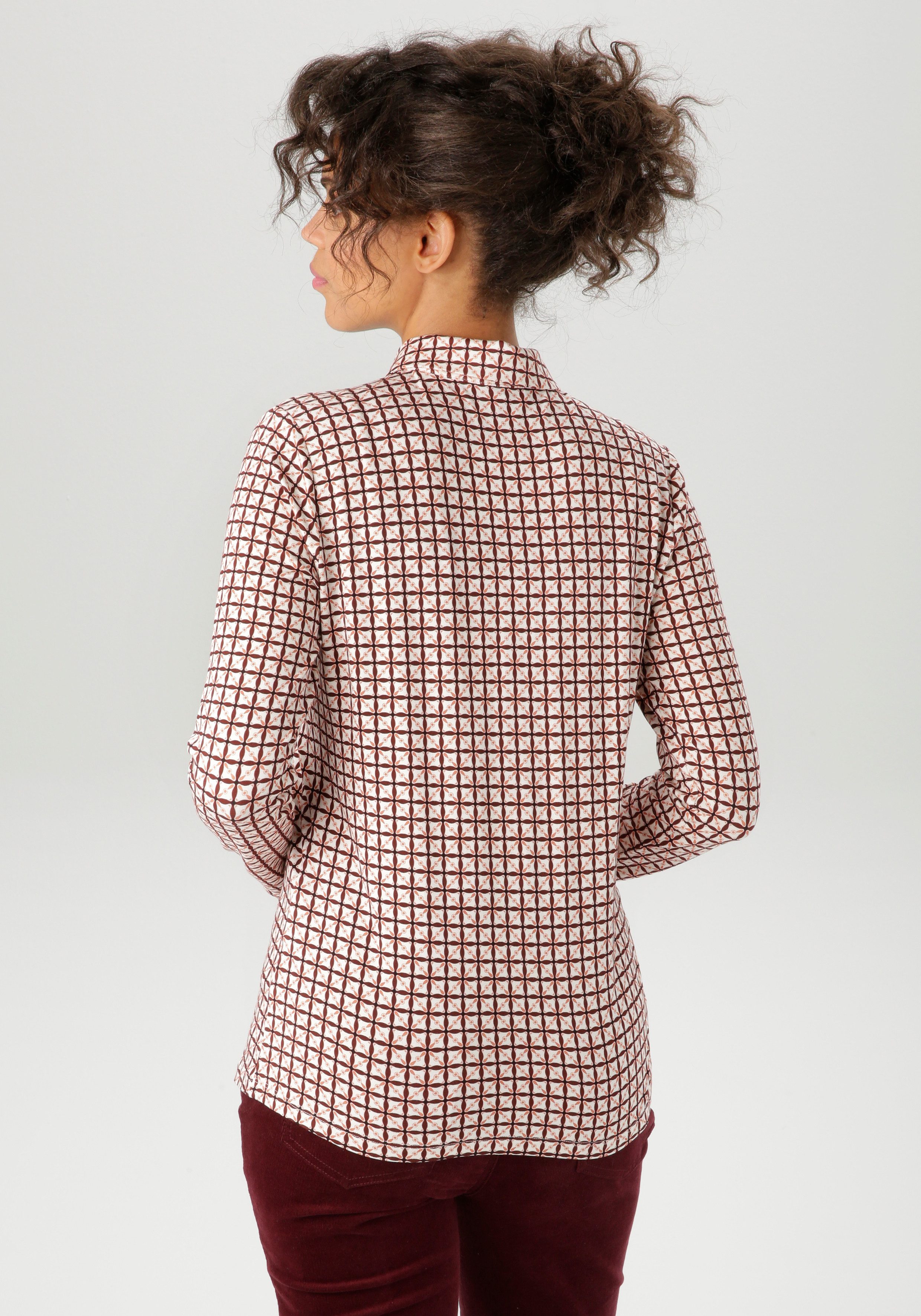 Aniston CASUAL Hemdbluse mit farbharmonischem Retro-Muster günstig online kaufen