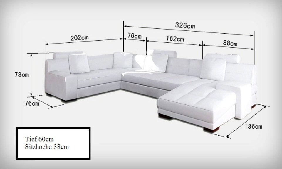 Ledersofa Sofa Wohnlandschaft Ecksofa, Eck Design Ecksofa JVmoebel Couch Modern
