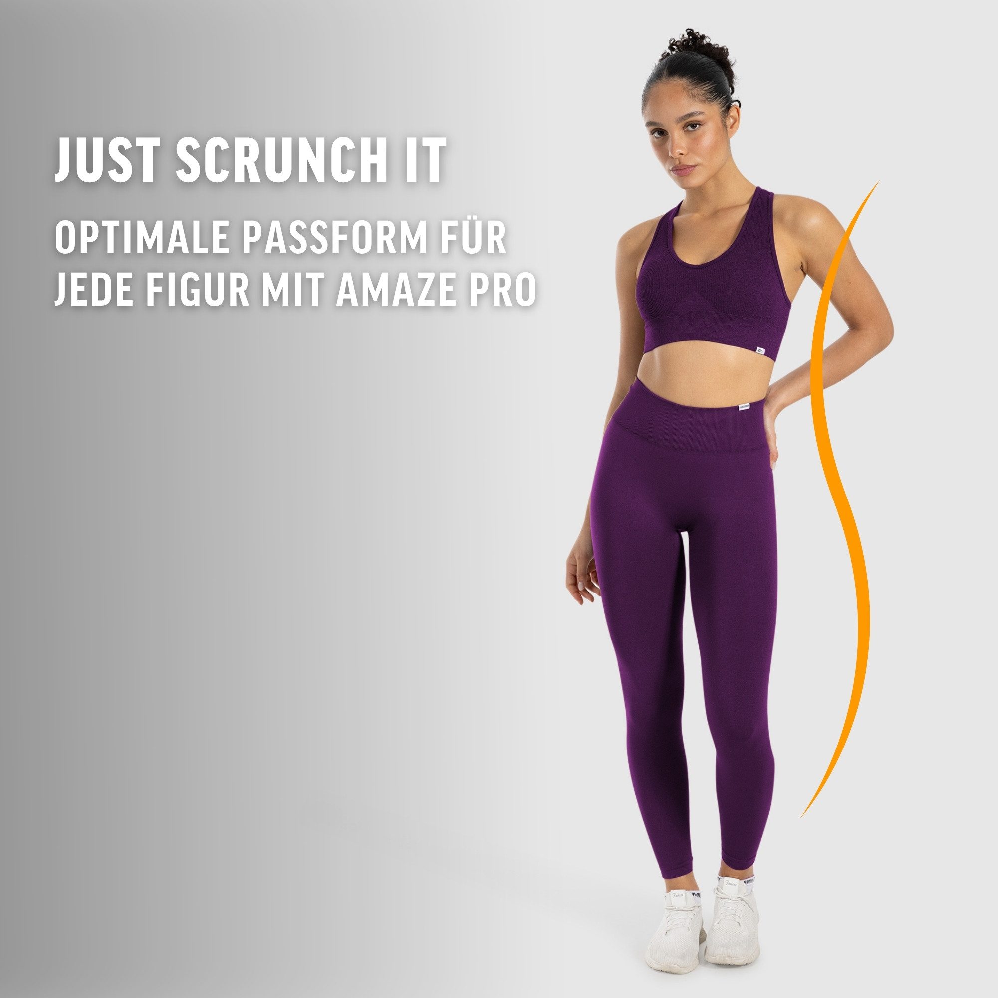 Smilodox Leggings Amaze Pro mit Scrunch-Effekt, High Waist V-Shape Sport & Yogahose Seamless Push Up Booty Fitnesshose Blickdicht Yoga Gym Figurformend