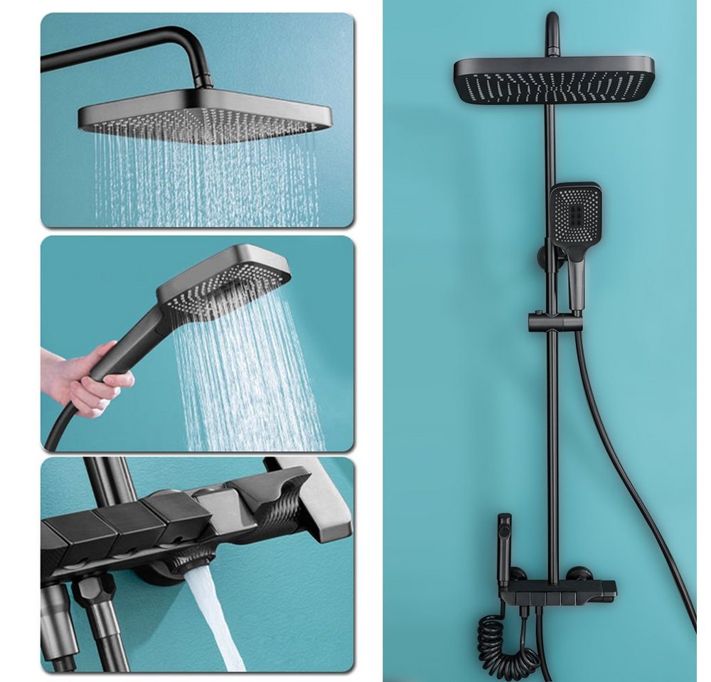 Thumbnail - XERSEK Duschsystem Regendusche set Überkopfbrausset Duschsäule Brauseset mit Armatur, 3 Strahlart(en), Höhenverstellbare...