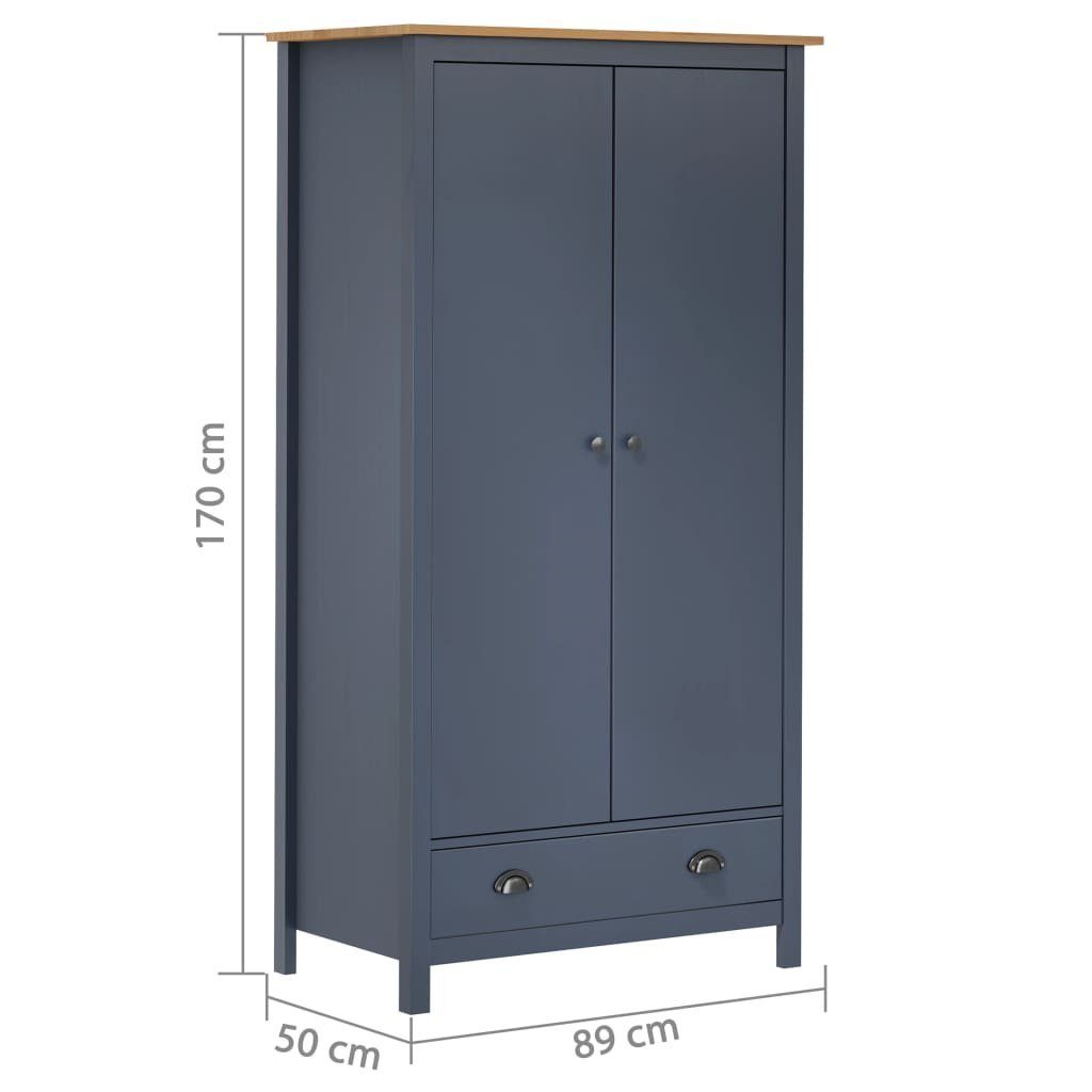 Kleiderschrank aus Kiefer mit Honigbraun Massivholz Türen DOTMALL Drehtürenschrank Grau 2 89x50x170cm und