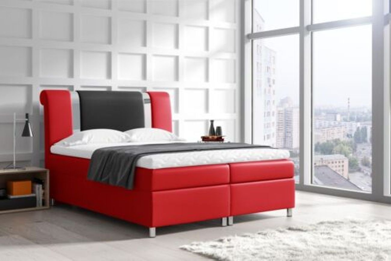 Rot Boxspring Doppel mit 160x200 Bett, Bettkasten Möbel Bett JVmoebel Betten