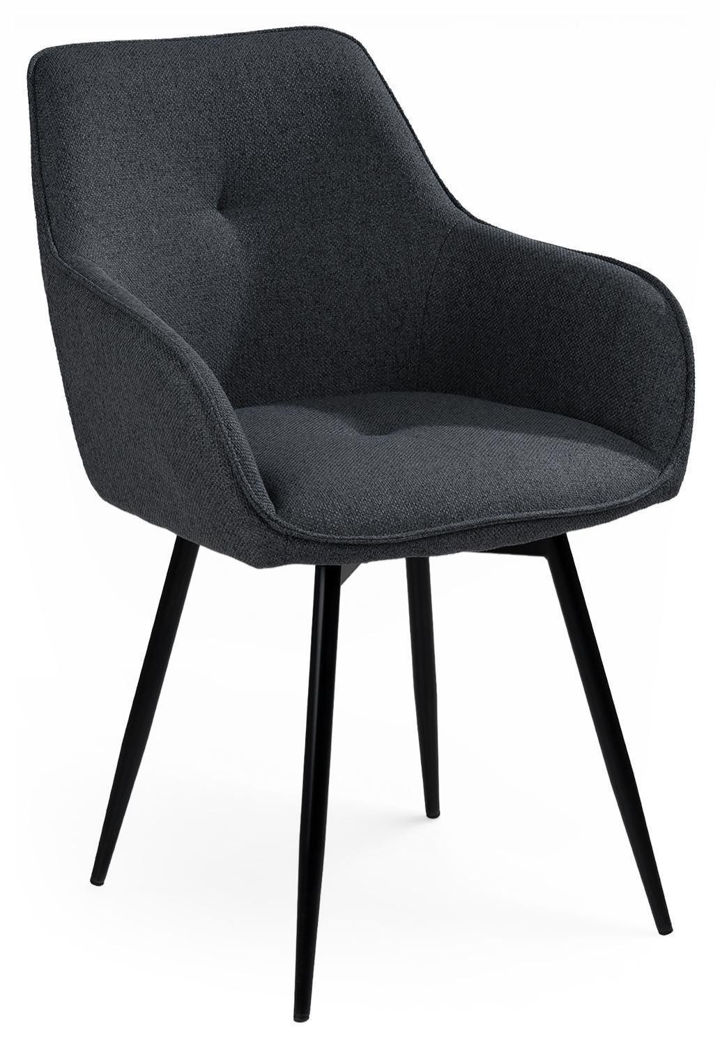 casa NOVA Esszimmerstuhl ALMA, Dunkelgrau, Schwarz, Webstoff, Metall (1 St), 360 Grad drehbar, B 57 x H 85 x T 57 cm