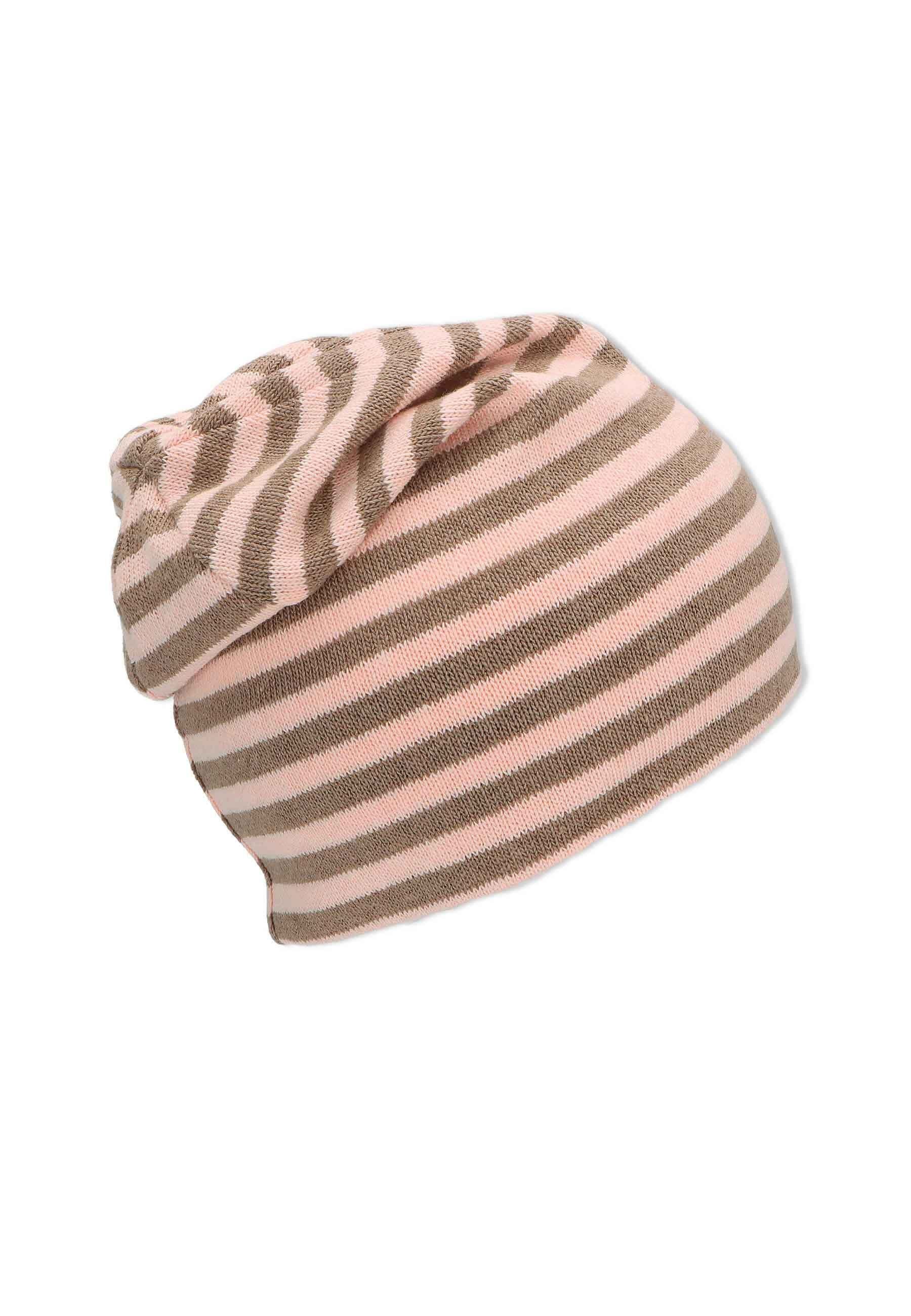 (1-St., mit Beanie Sterntaler® Baumwollfleece) rosafarbig Baumwollmischgewebe Wintermütze aus mit Kinder Mütze gefüttert Streifen Slouch-Beanie