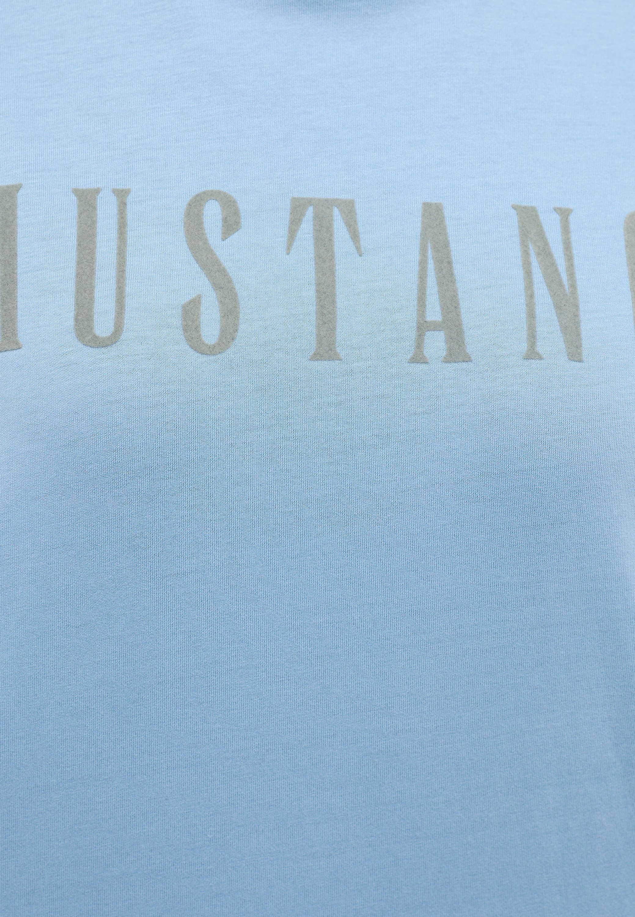 MUSTANG Kurzarmshirt T-Shirt T-Shirt Mustang mittelblau