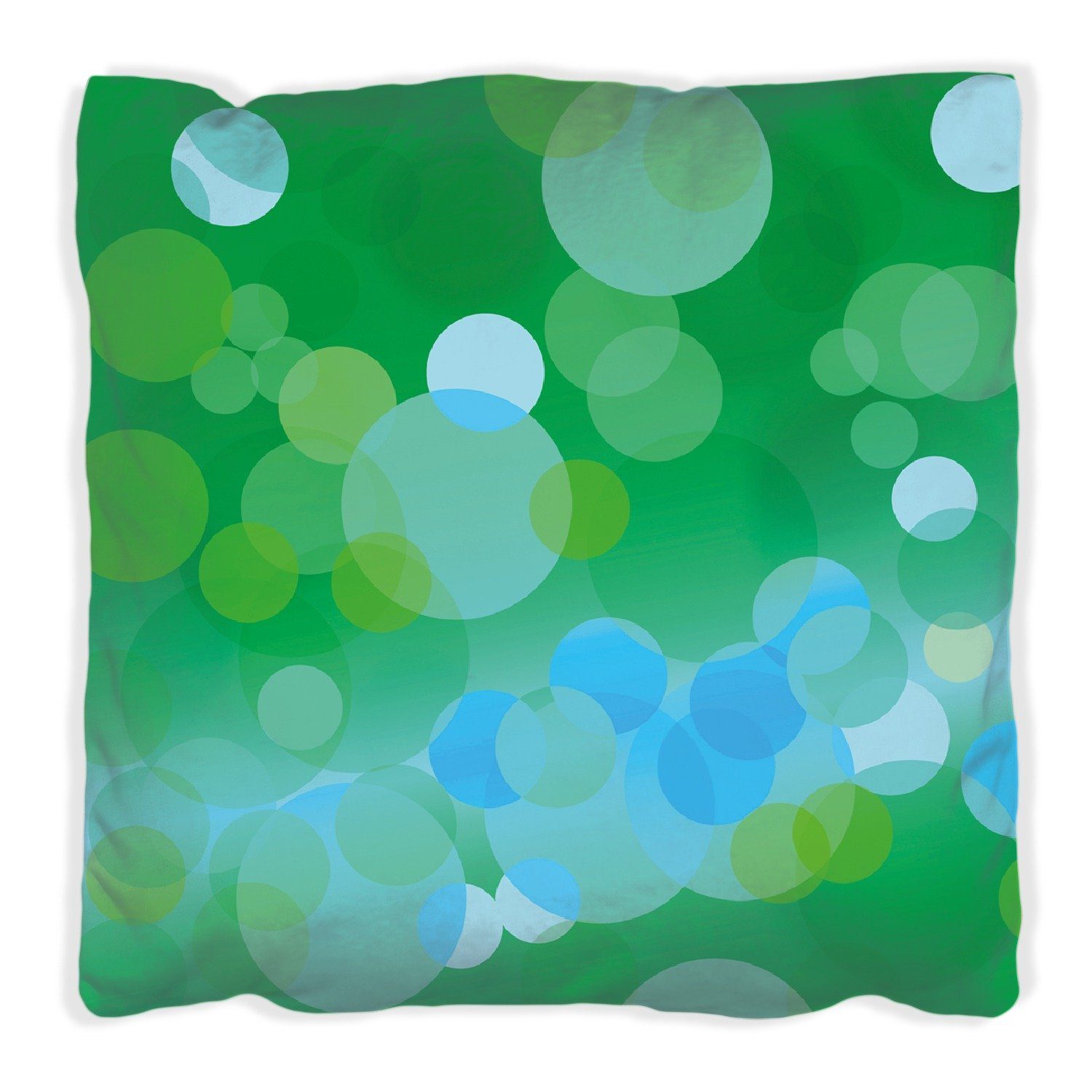 Wallario Dekokissen blaue und - Muster, harmonisches handgenäht Grüne Kreise
