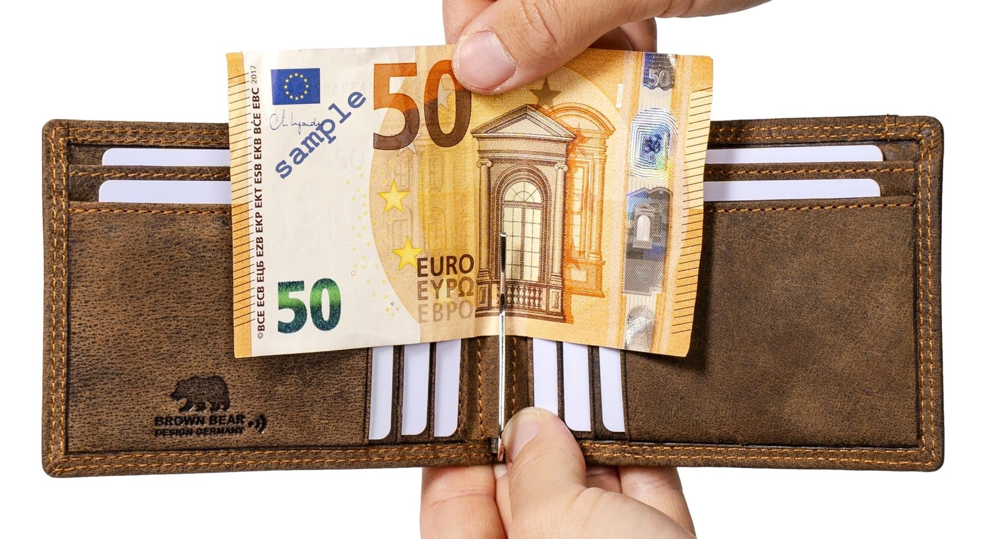 Brown Bear Geldbörse Dollarclip Golf 1018 Münzfach Echtleder, 10 Kartenfächer und RFID-Schutz Braun-Vintage
